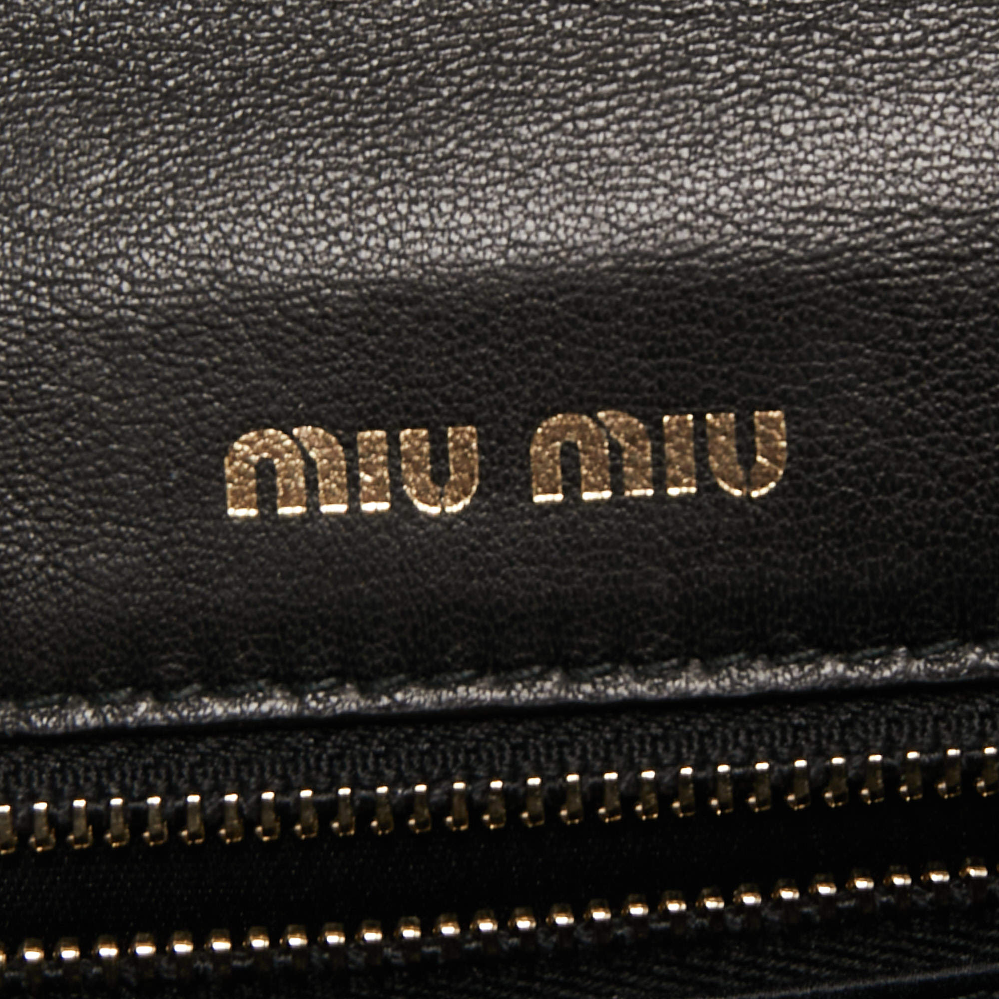 Miu Miu Confidential Black Leather Matelassé Gold Tone Chain Bag