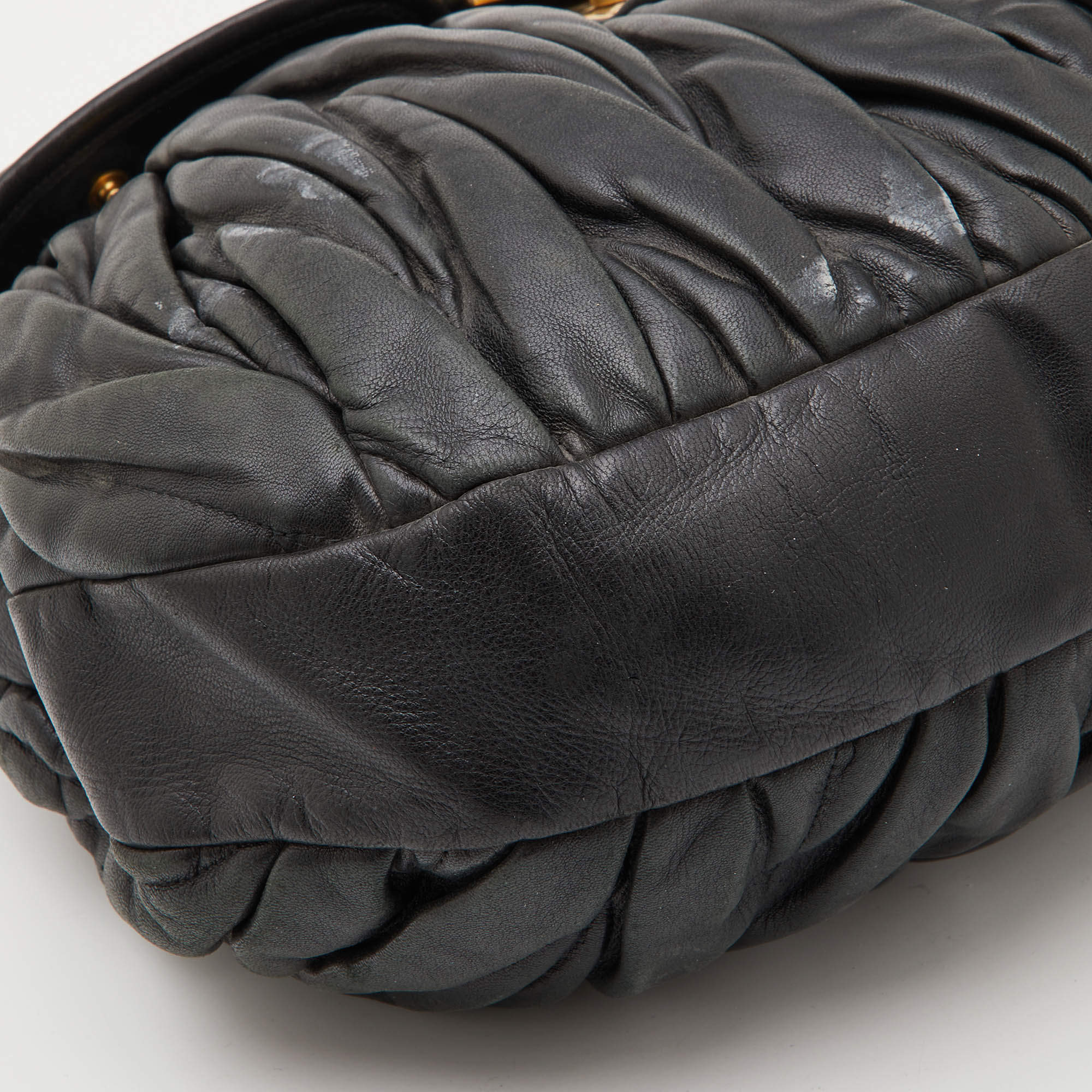 Miu Miu Black Matelassé Leather Coffer Bag Miu Miu
