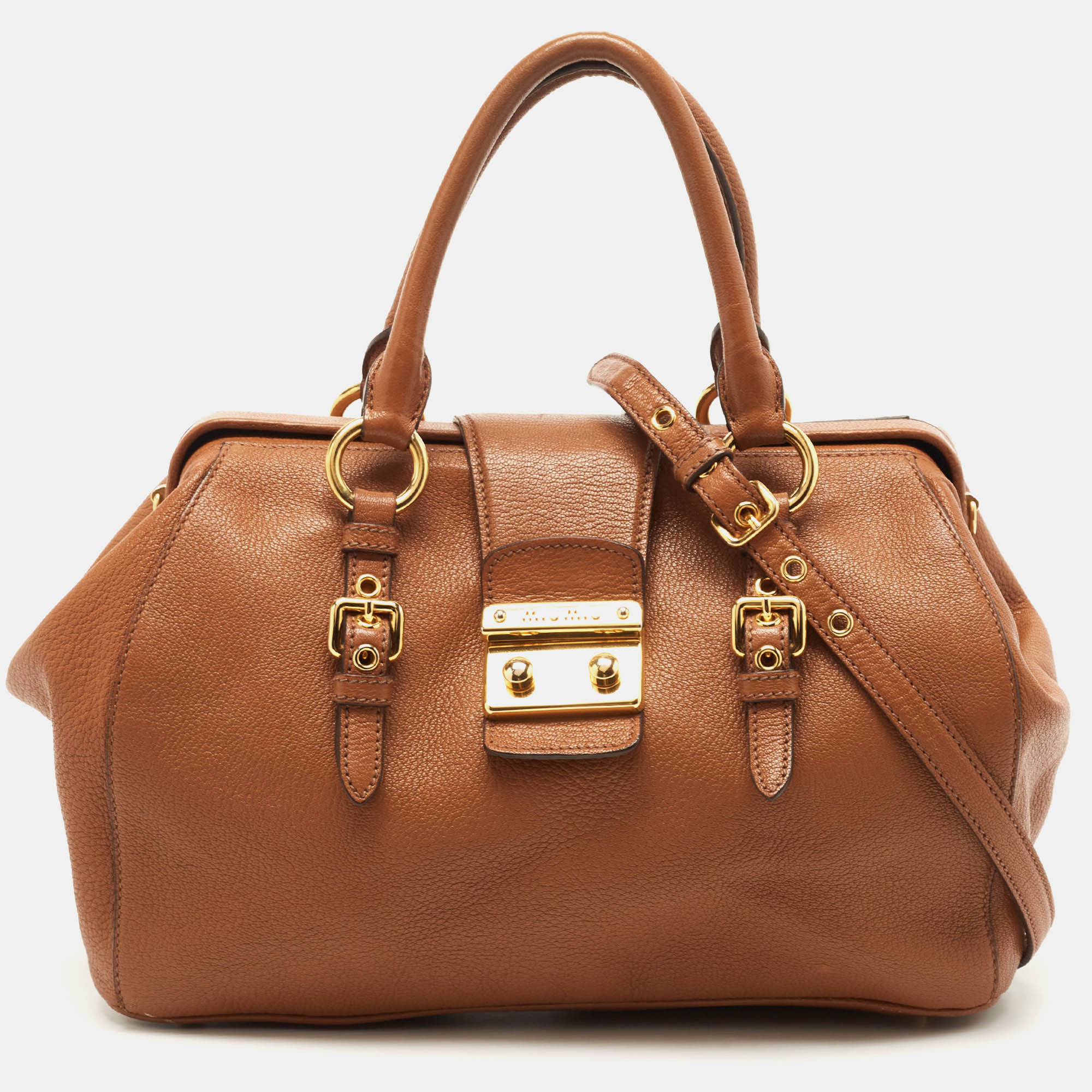 Miu Miu Brown Leather Doctor Frame Bag  