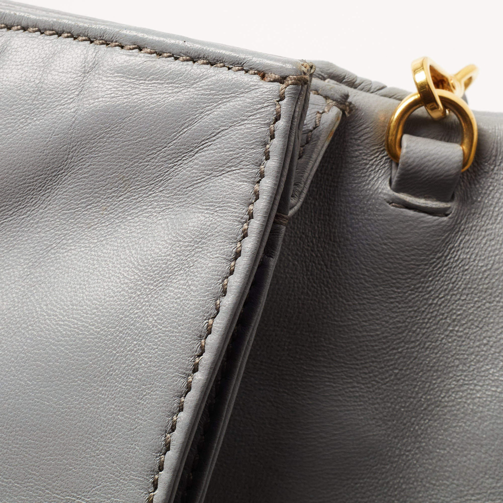 Pre Owned Miu Miu Ash Blue Matelassé Leather Flap Clutch Bag