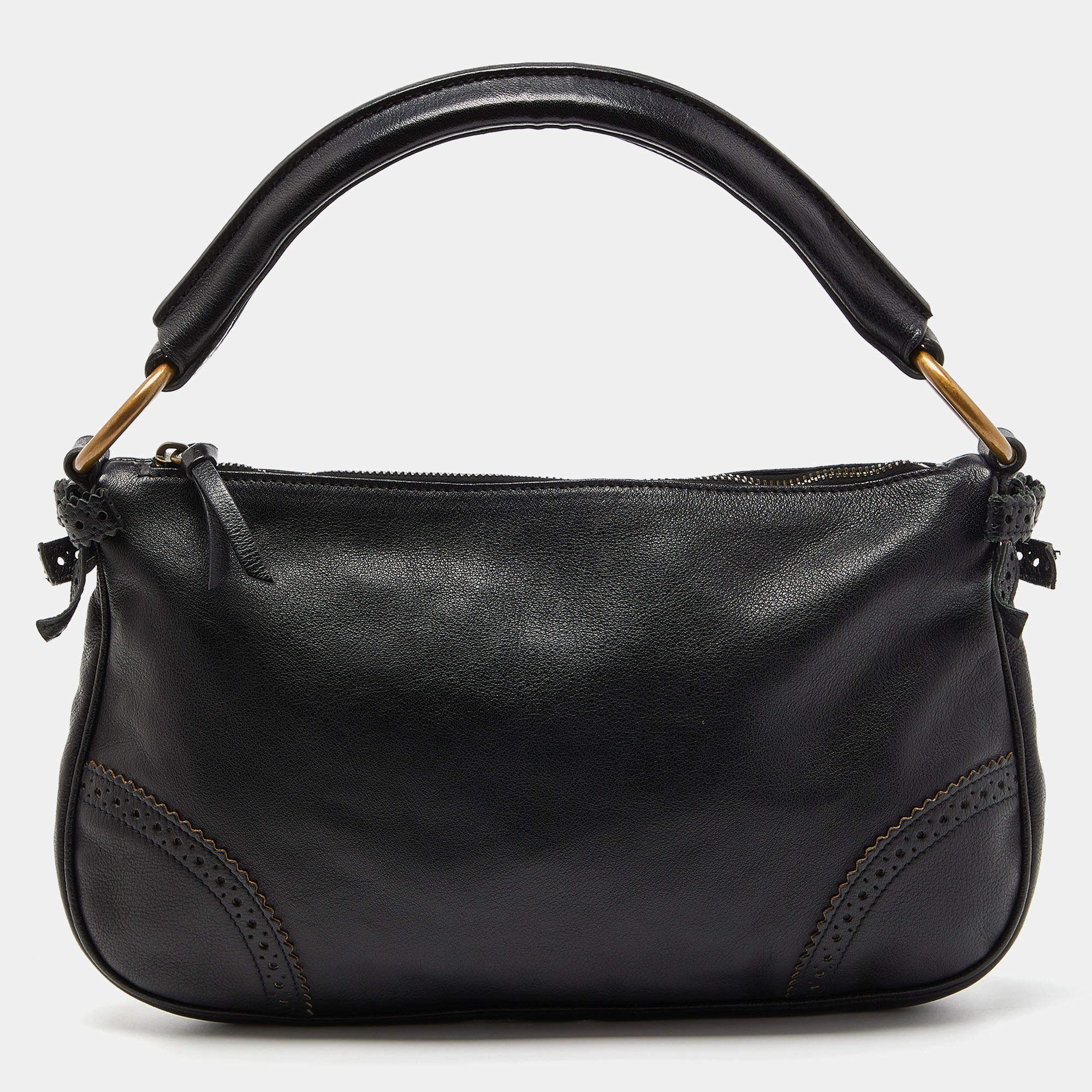 Miu Miu Black Leather Brogue Hobo
