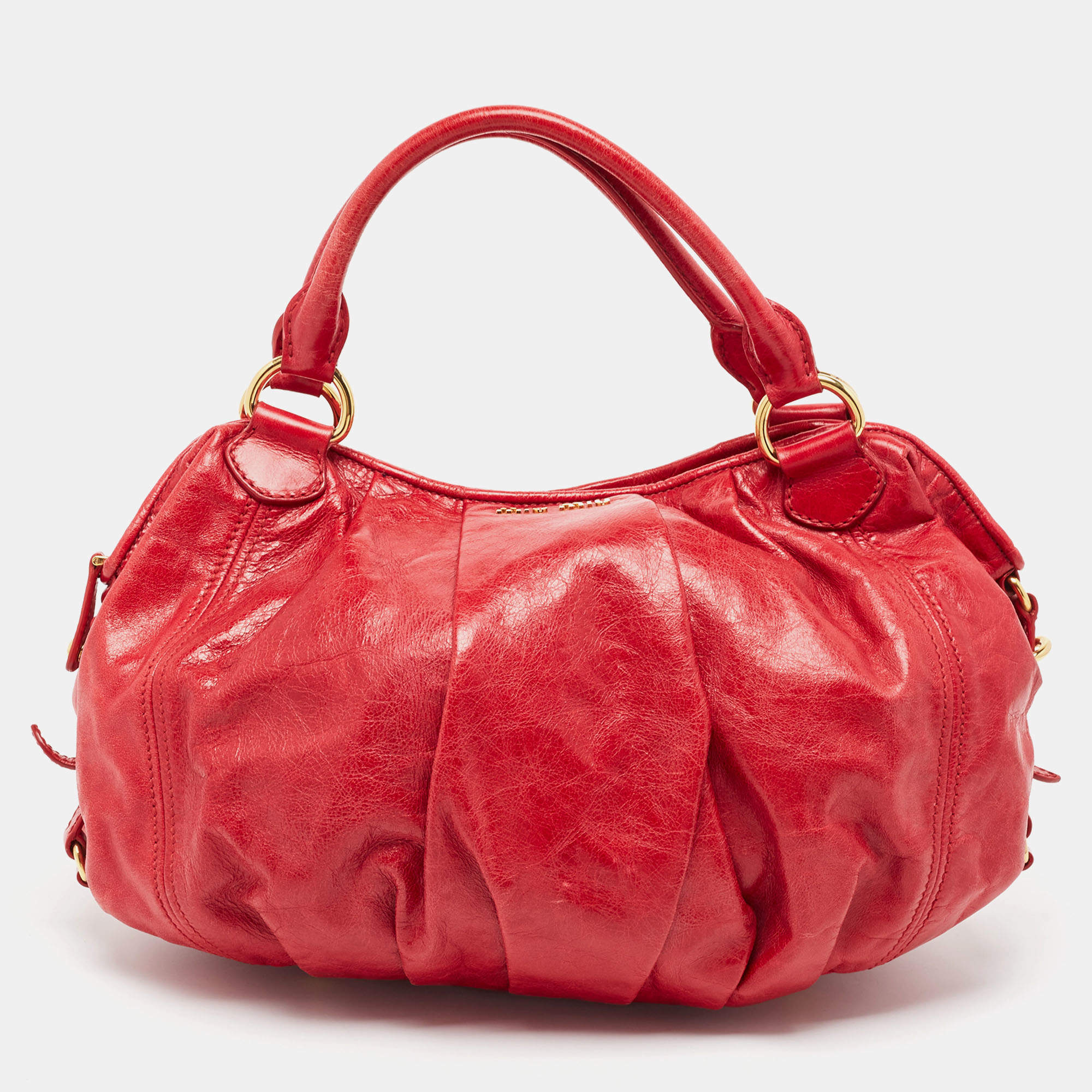 Miu Miu Red Vitello Lux Leather Satchel