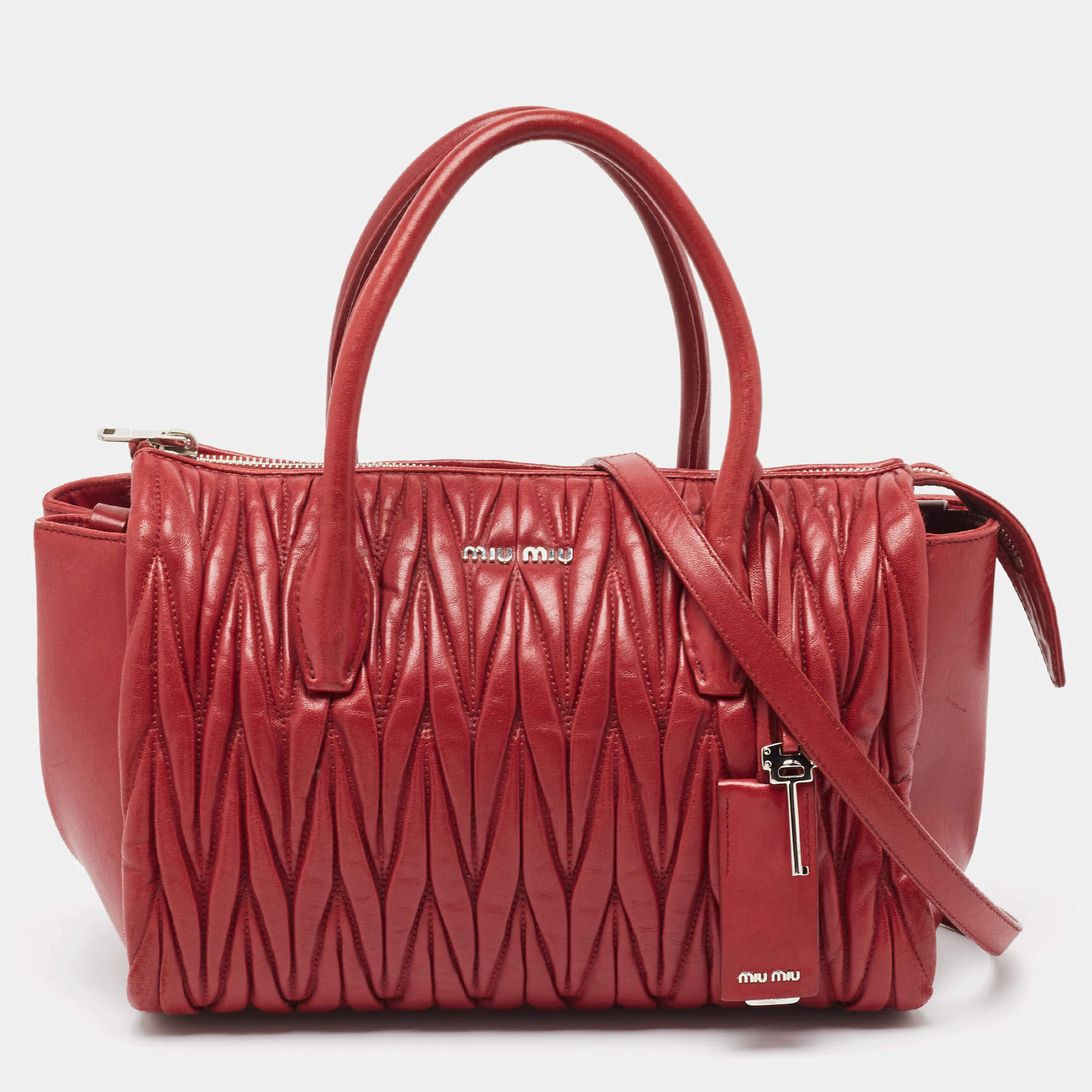 Miu Miu Red Matelasse Leather Top Zip Tote Miu Miu | TLC