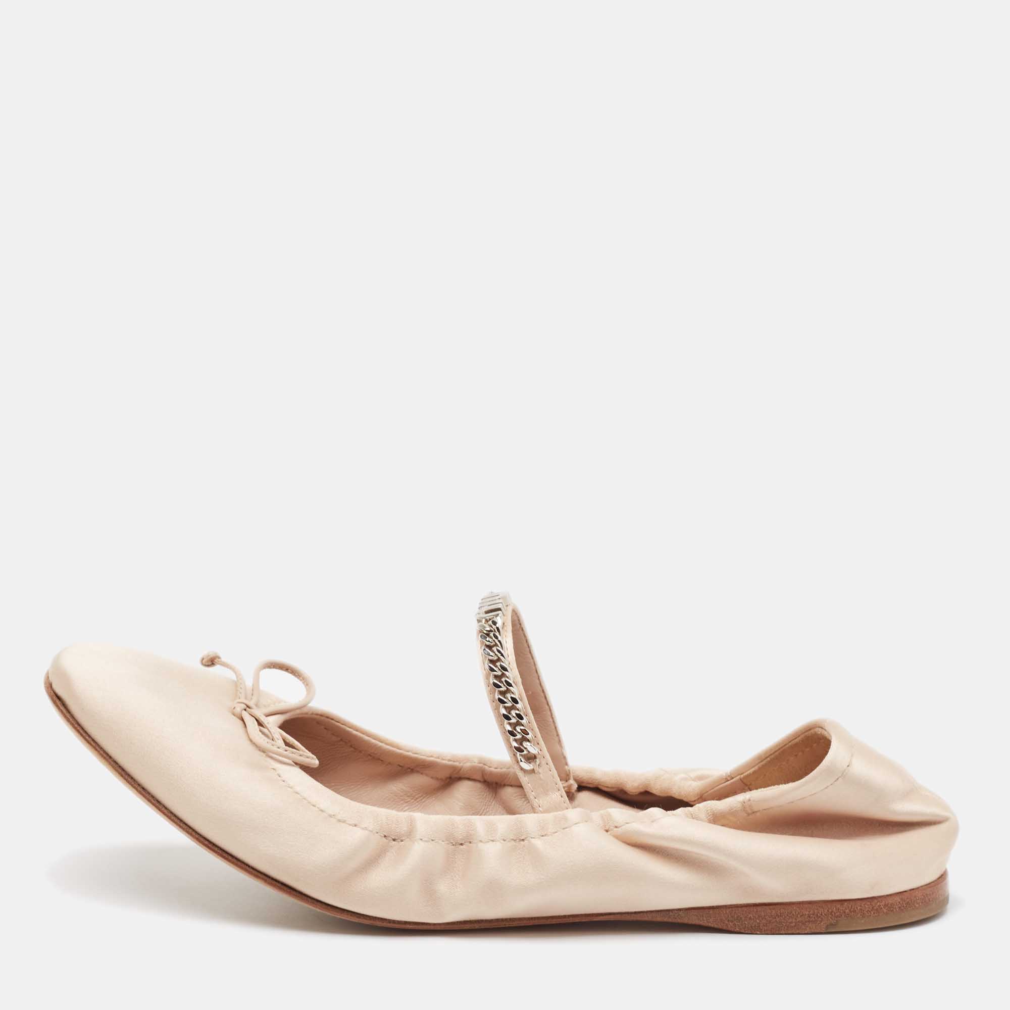 Miu Miu Beige Satin Ballet Flats Size 38