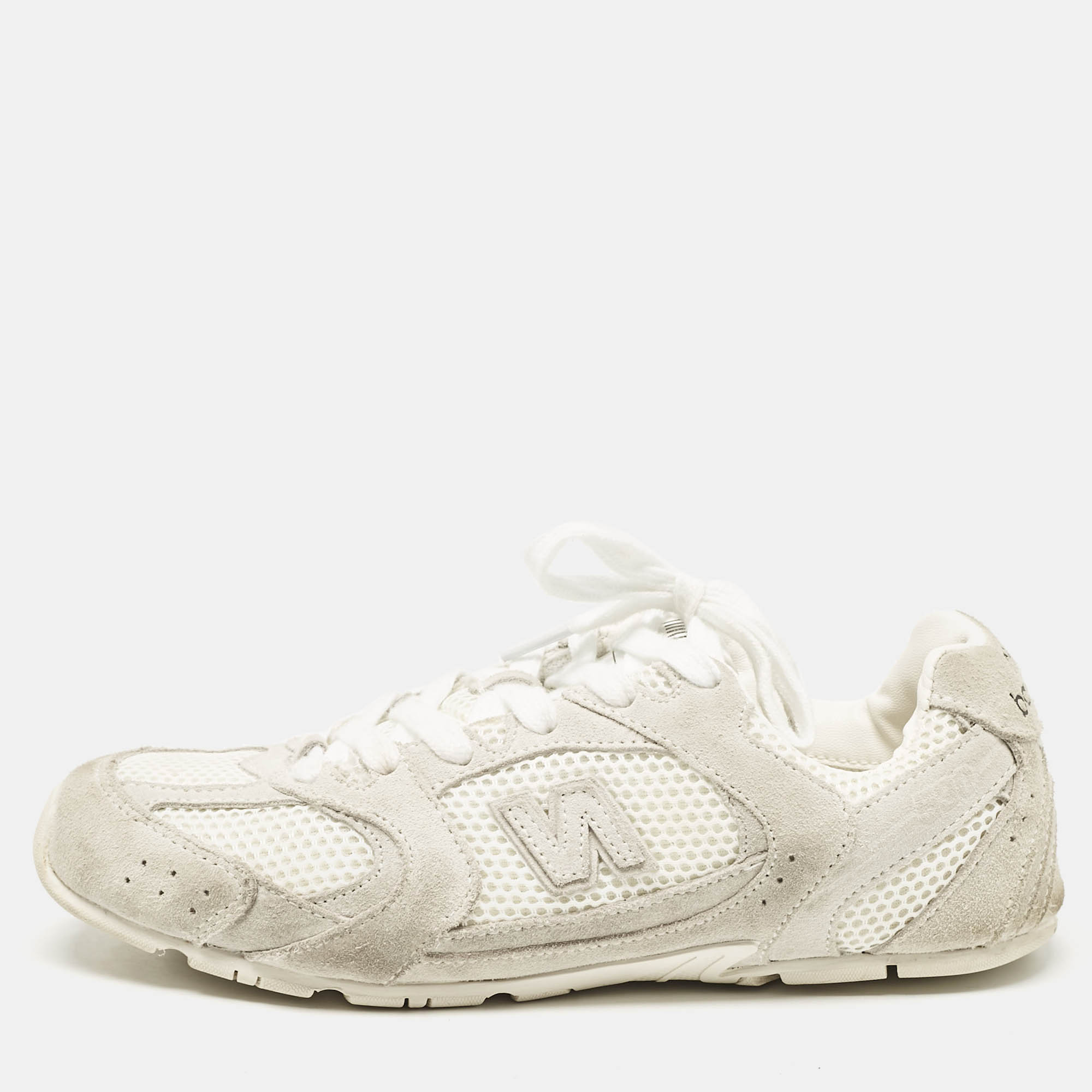 Miu Miu X New Balance White/Grey Mesh and Suede 530 SL Low Top Sneakers Size 38