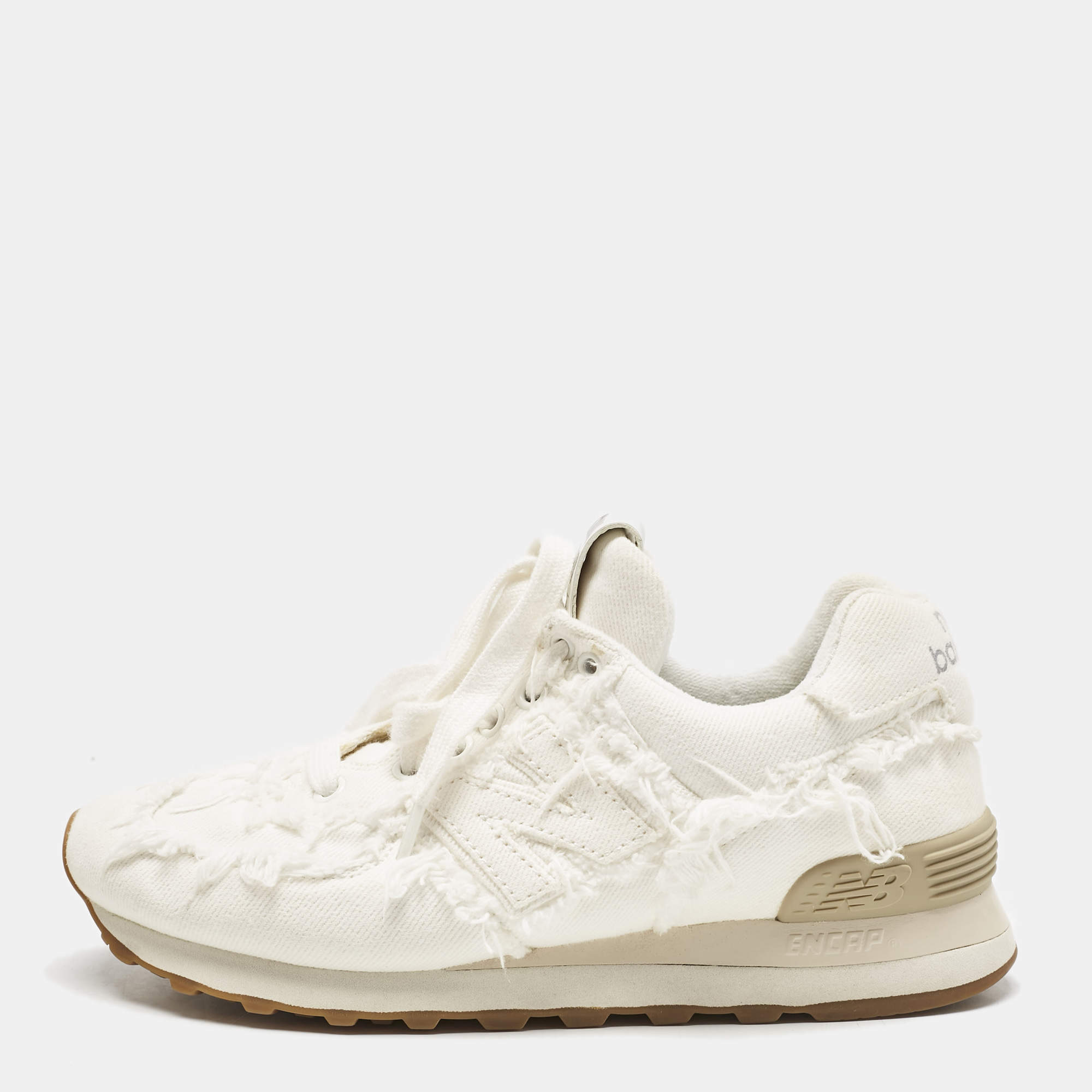 Miu Miu x New Balance White Denim 574 Sneakers Size 36