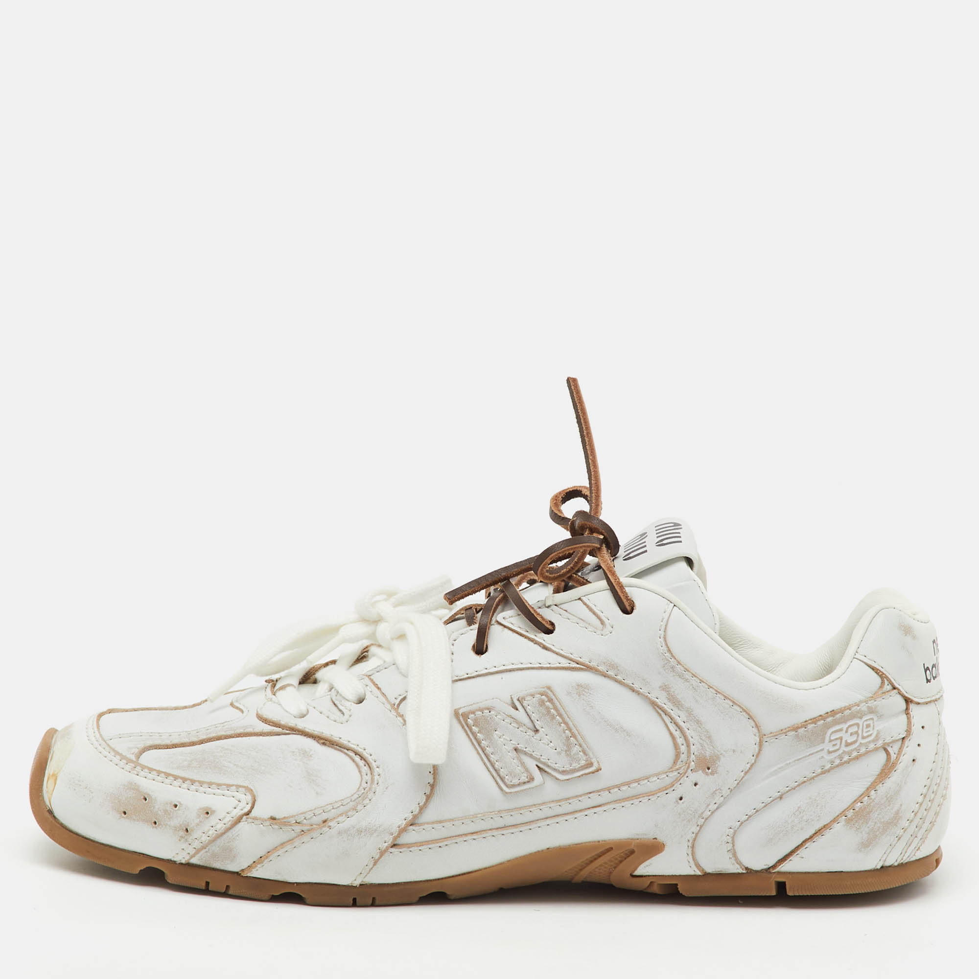 مملوكة مسبقًا Miu Miu x New Balance White Leather 530 SL Low Top Sneakers Size 42