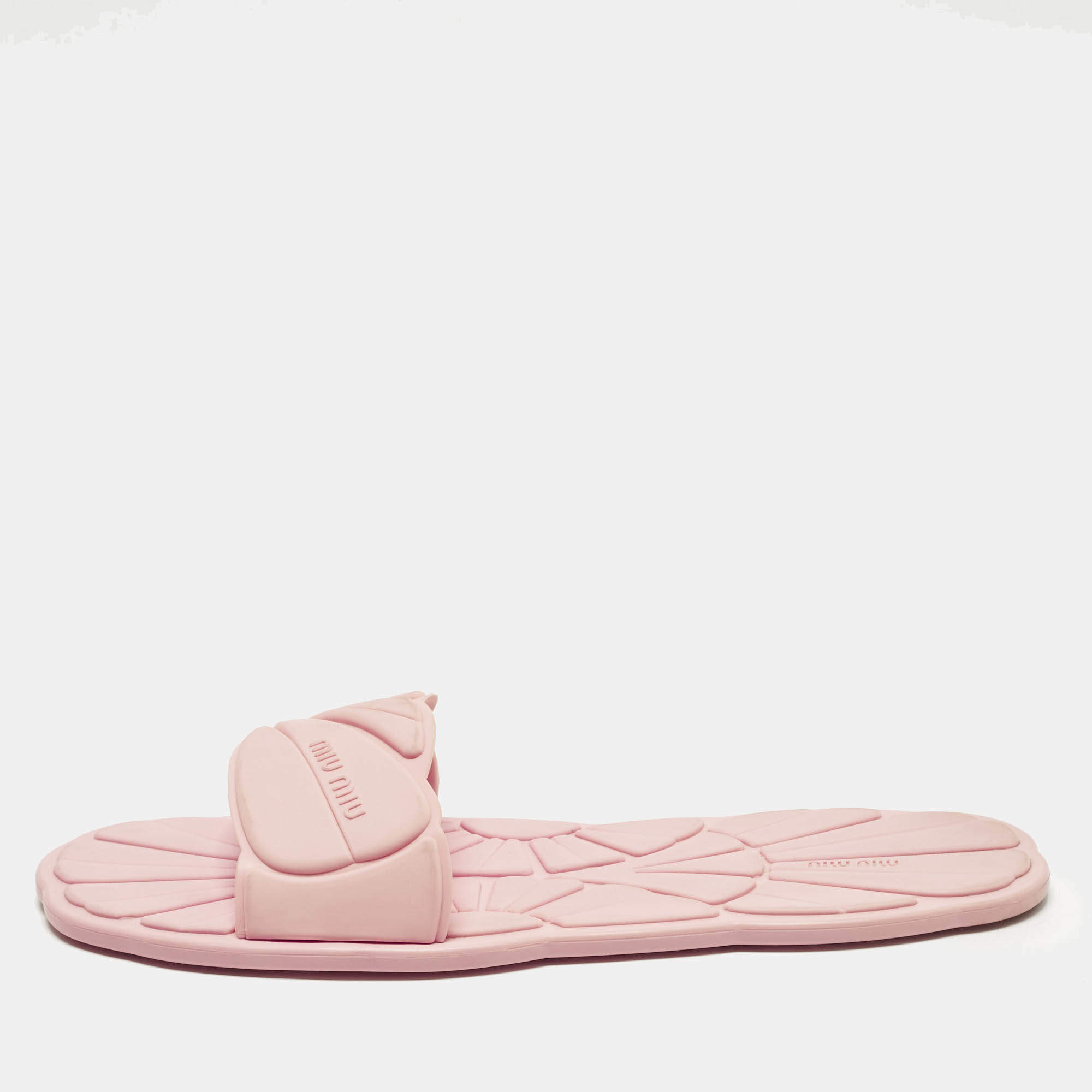 Pre Owned Miu Miu wavy Size 40 Pink Rubber Flat Slide