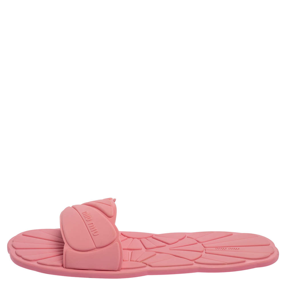 Miu Miu Pink Rubber Slide Sandals Size 41 Miu Miu Pink Rubber Slide Sandals Size 41