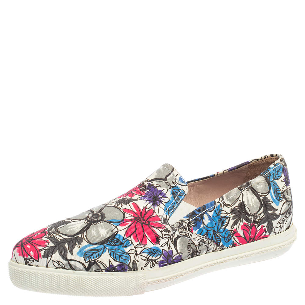 Miu Miu Multicolor Canvas Slip On Flats Size 38