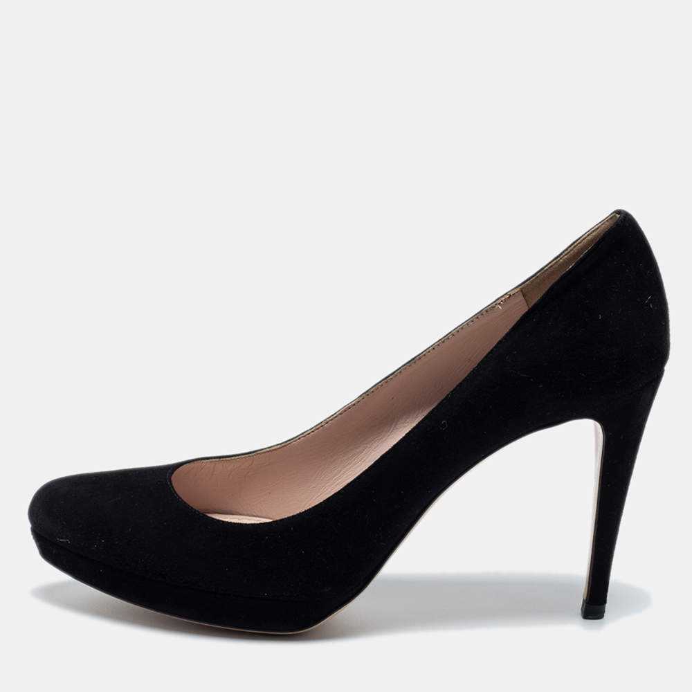 Pre Owned Miu Miu Black Suede Platform Pumps Size 38.5