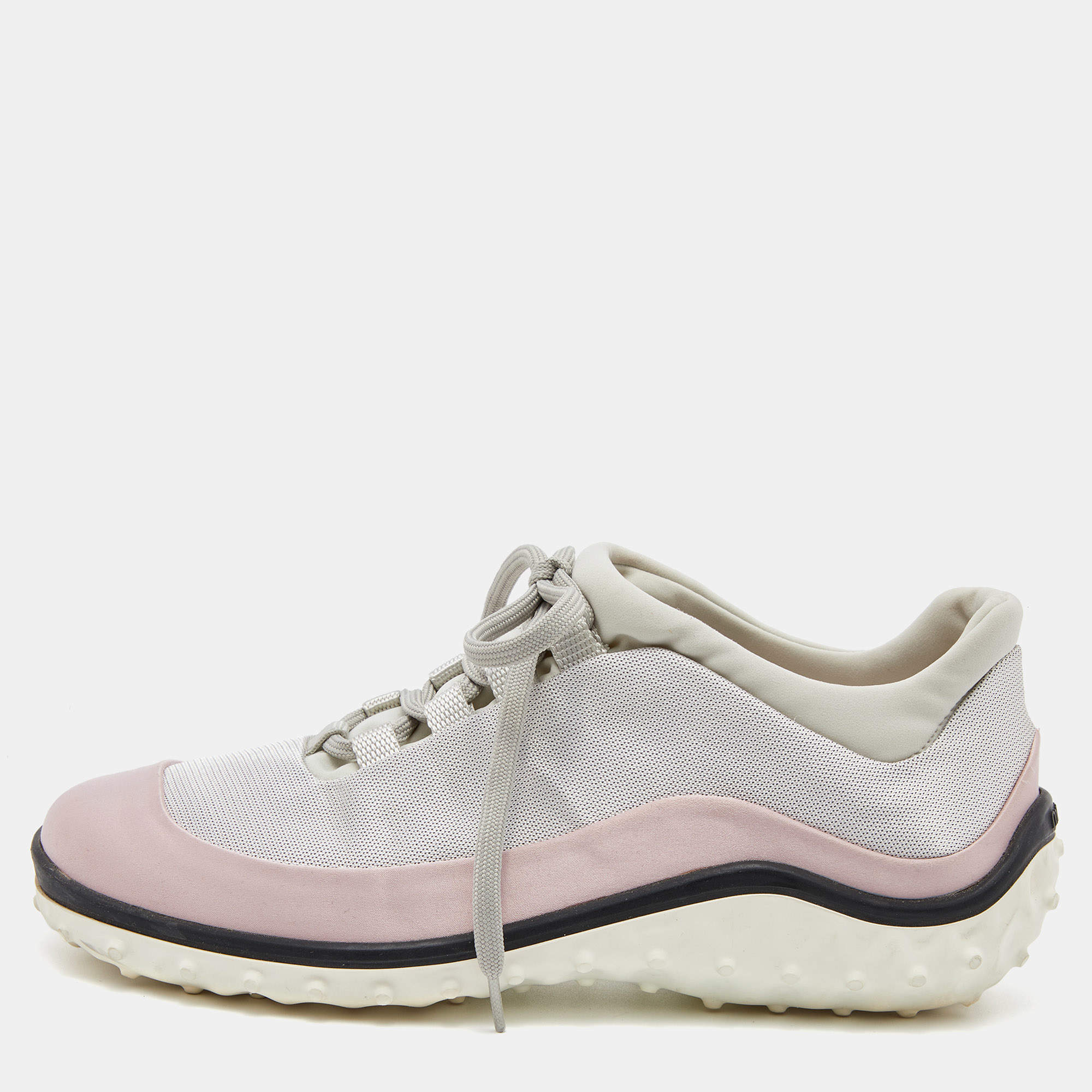 Miu Miu Pink/Grey Satin and Fabric Low Sneakers Size 36 Miu Miu | TLC