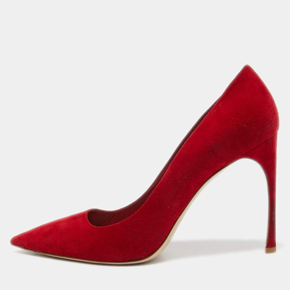 Miu Miu Red Suede Pointed Toe Pumps Size 40