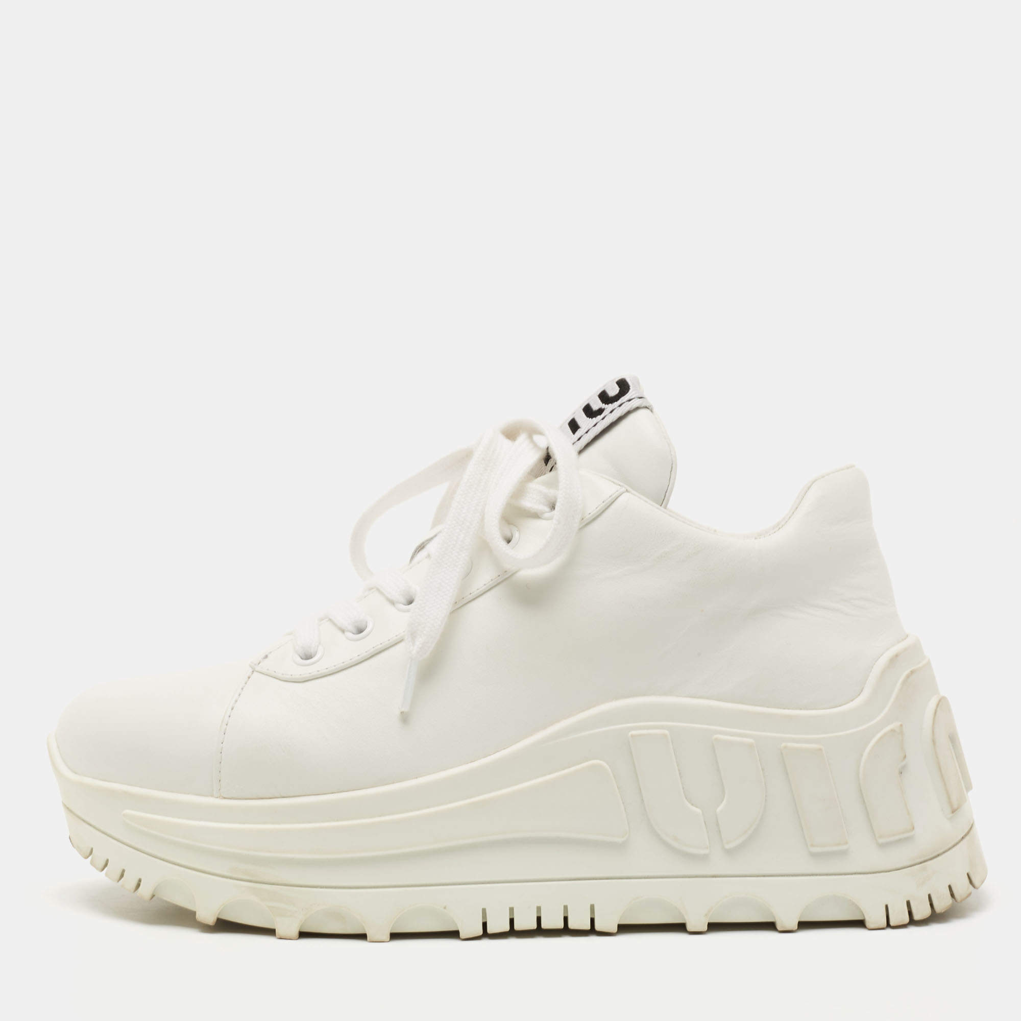 Miu Miu White Leather Platform Sneakers Size 38