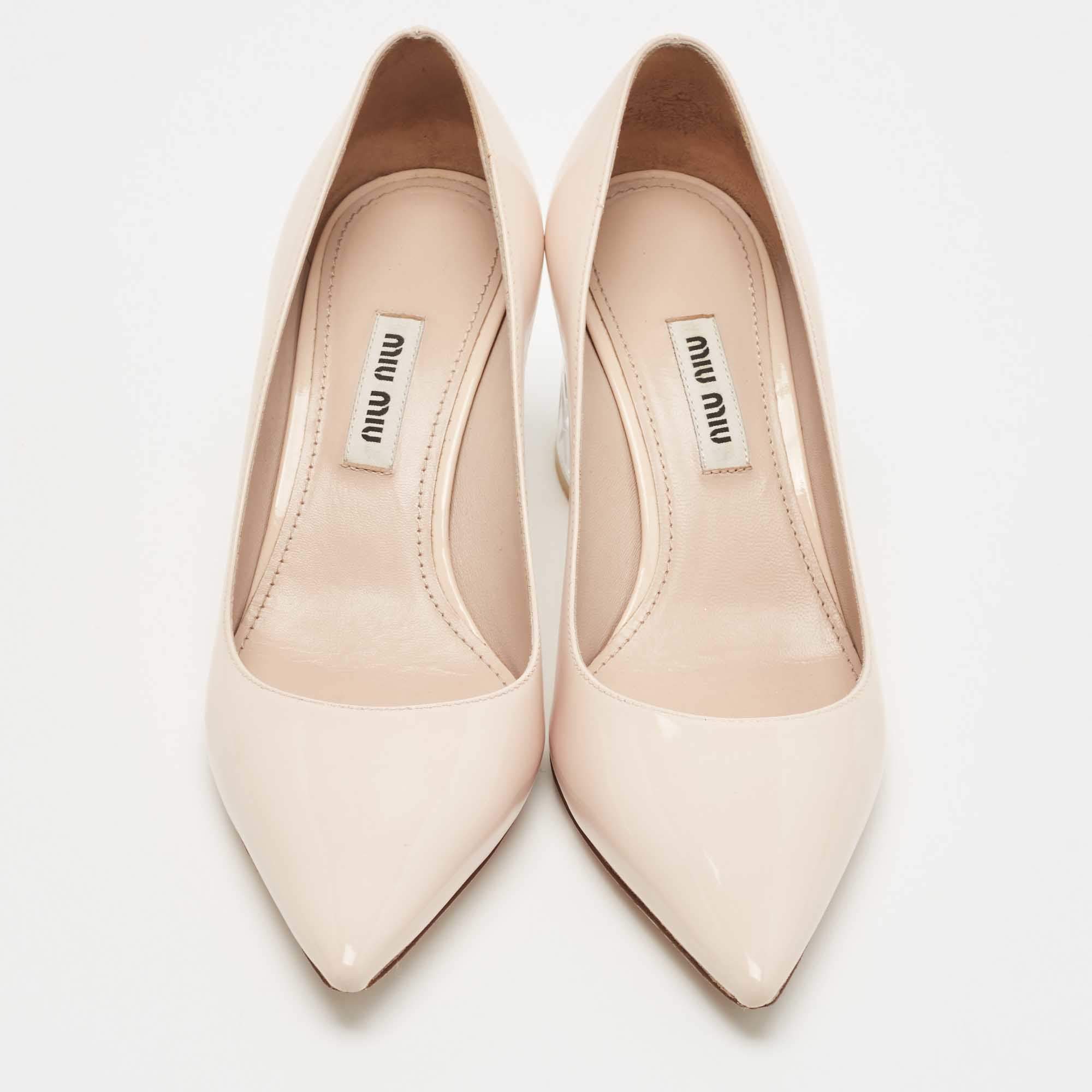 Pre Owned Miu Miu Light Pink Patent Leather Pumps Size 35