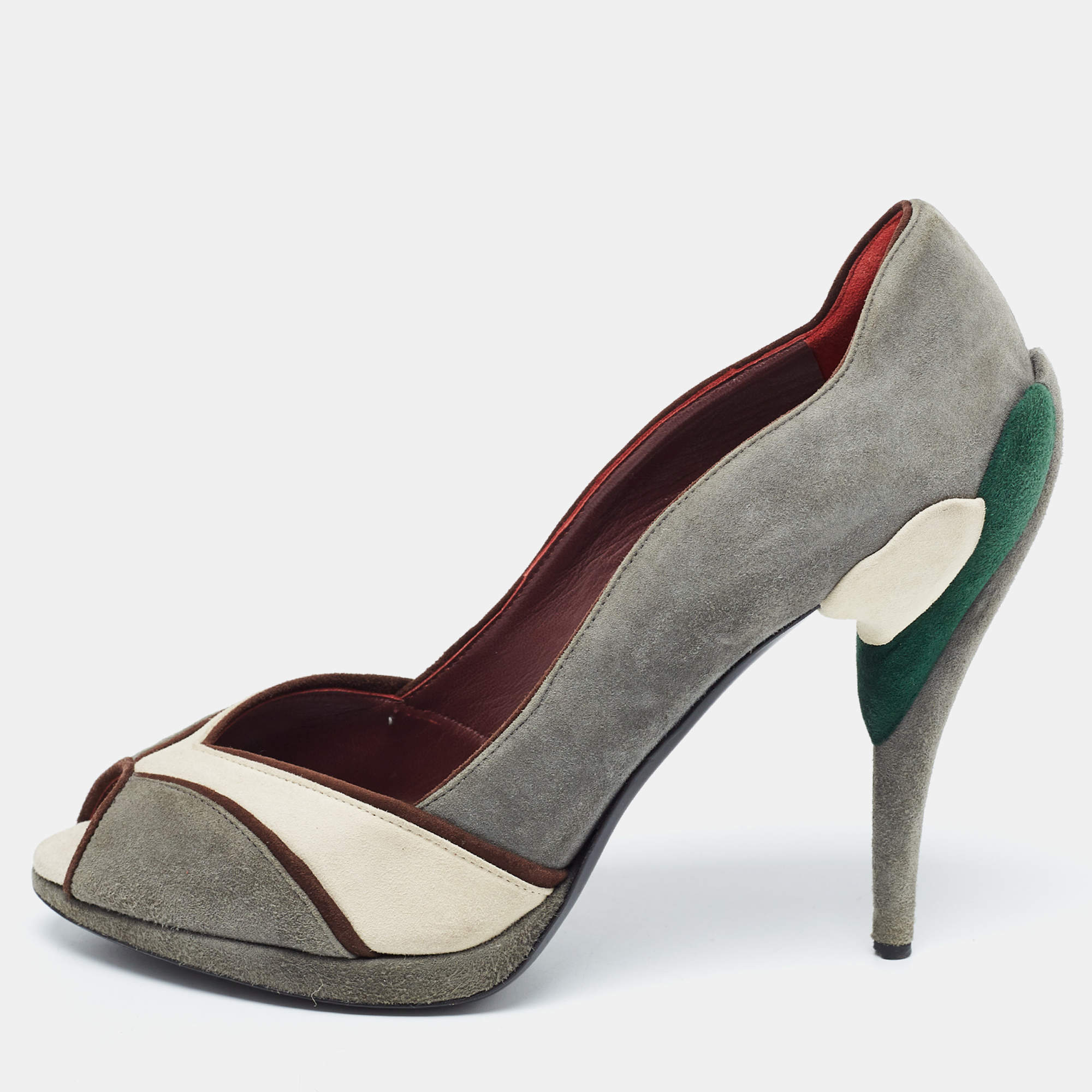 Miu Miu Multicolor  Suede Peep Toe Pumps Size 40.5