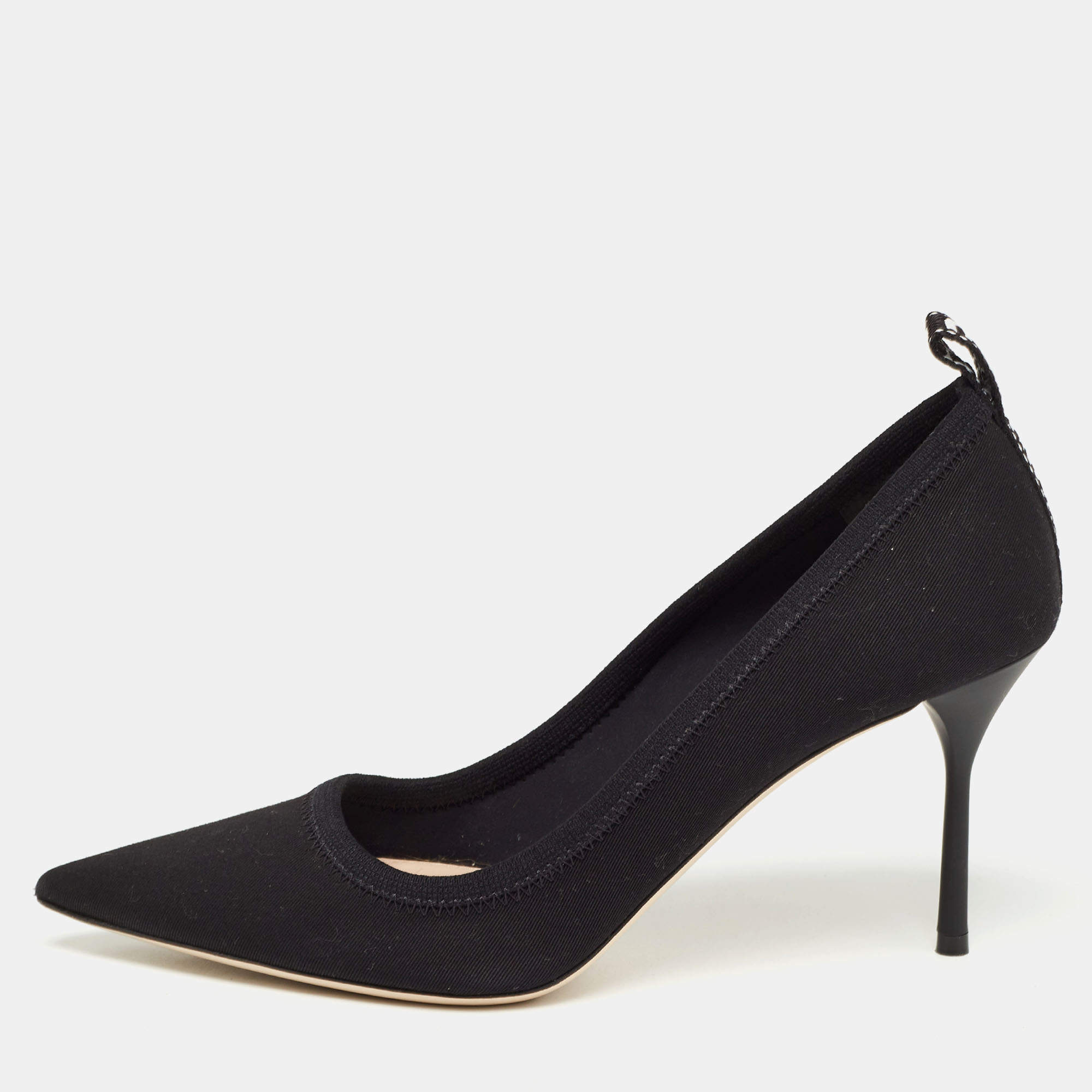 Pre Owned Miu Miu Black Neoprene Pointed Toe Pumps Size 38