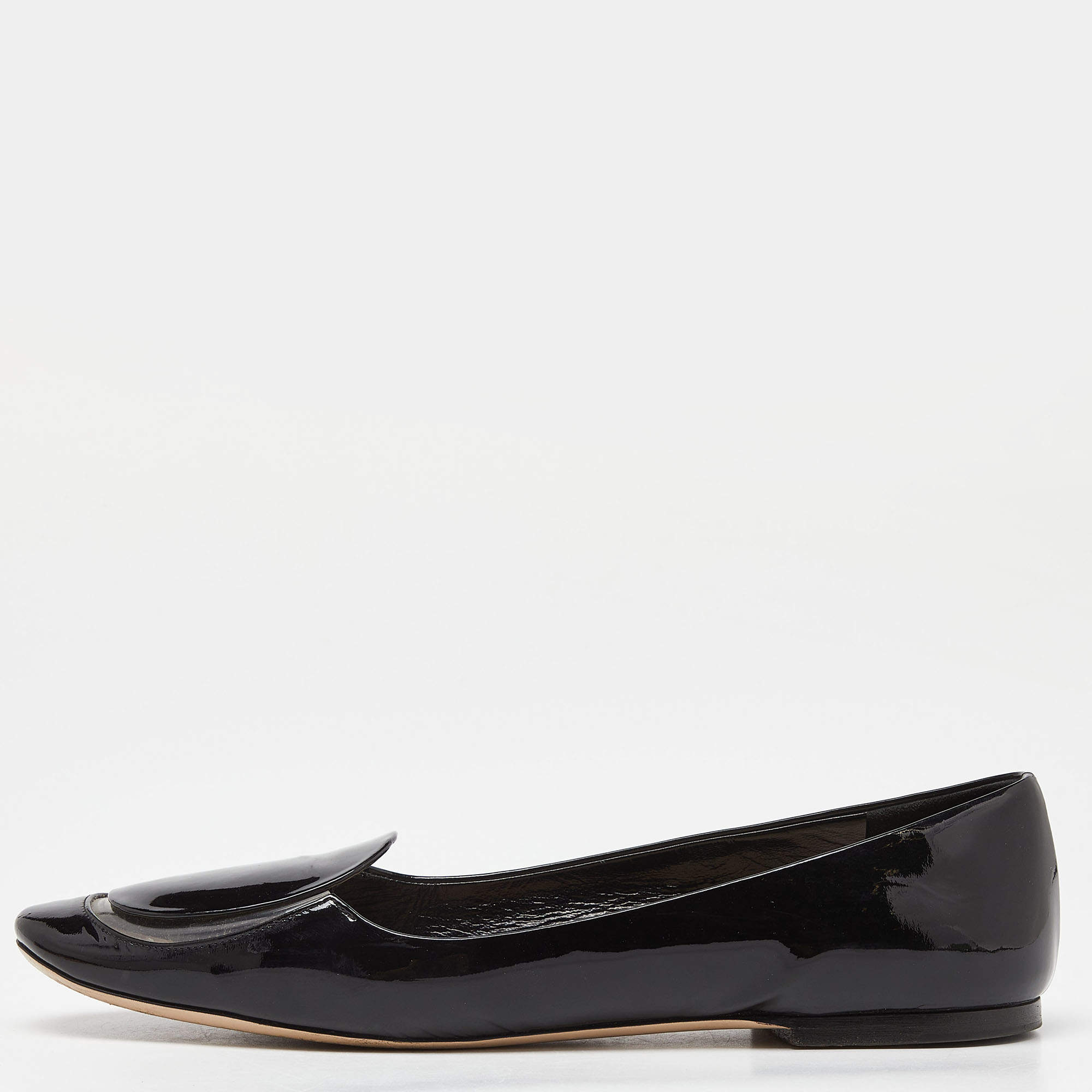 Miu Miu Black Patent Leather and PVC Ballet Flats Size 40