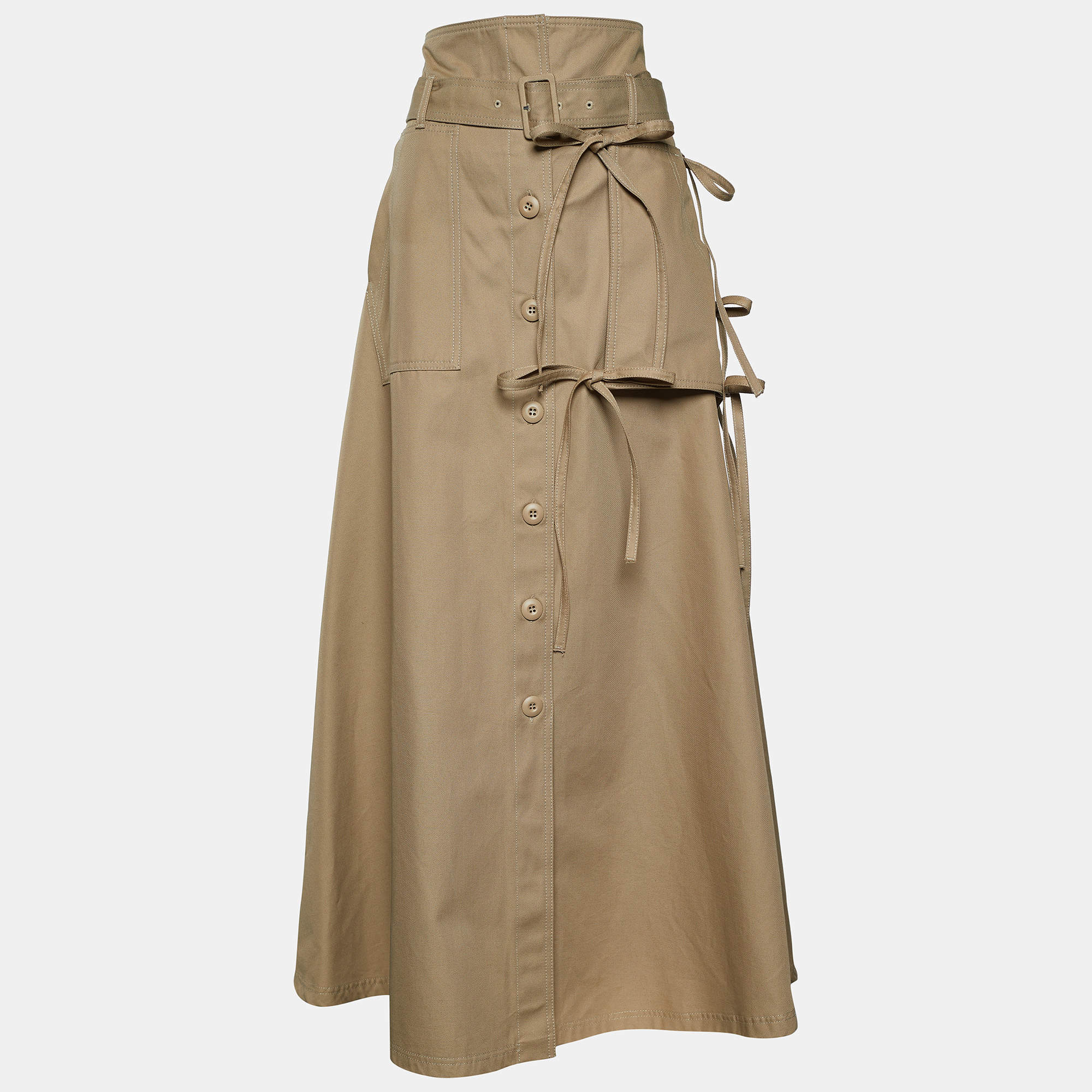 Pre Owned MM6 Maison Margiela Beige Denim Pocket Detailed Skirt M
