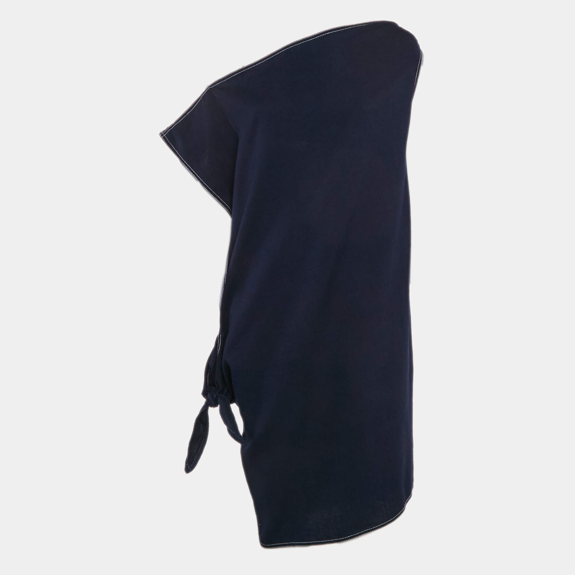 Pre Owned MM6 Maison Margiela Dark Blue Cotton Knot Detail Short Dress One Size