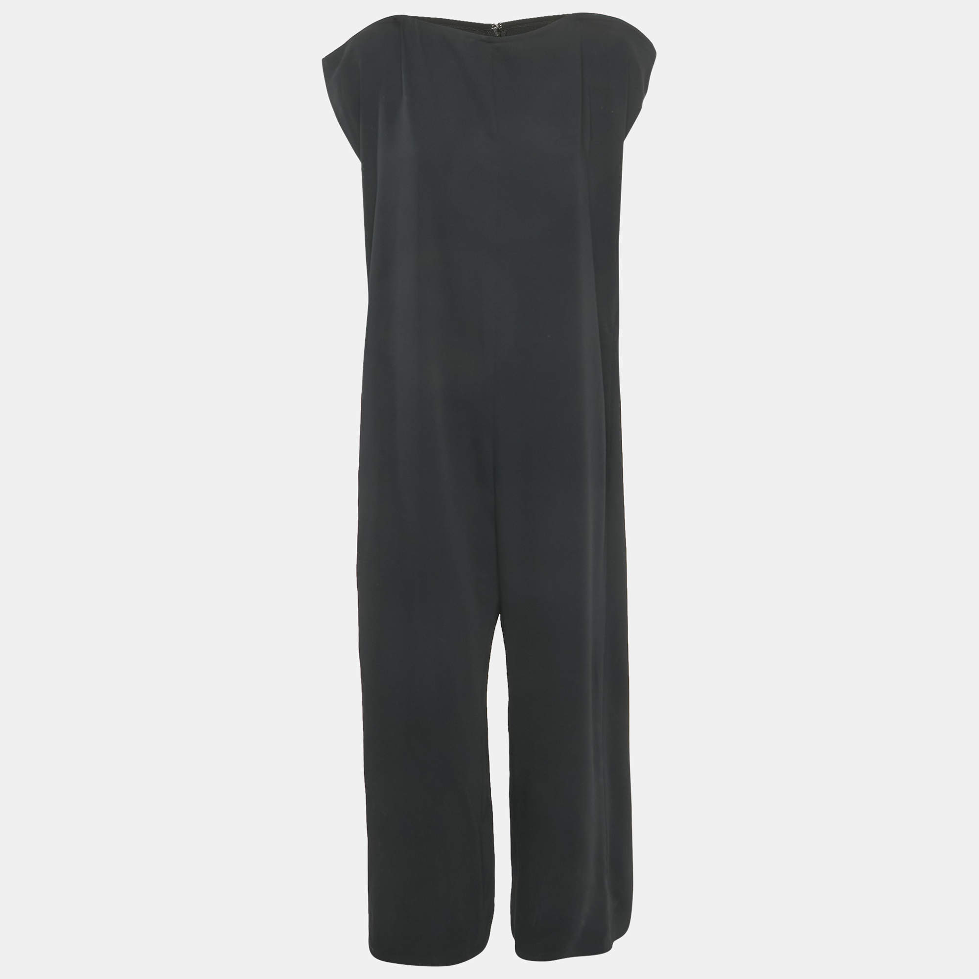 Pre Owned MM6 Maison Margiela Black Chiffon Wired Neck Detail Jumpsuit M