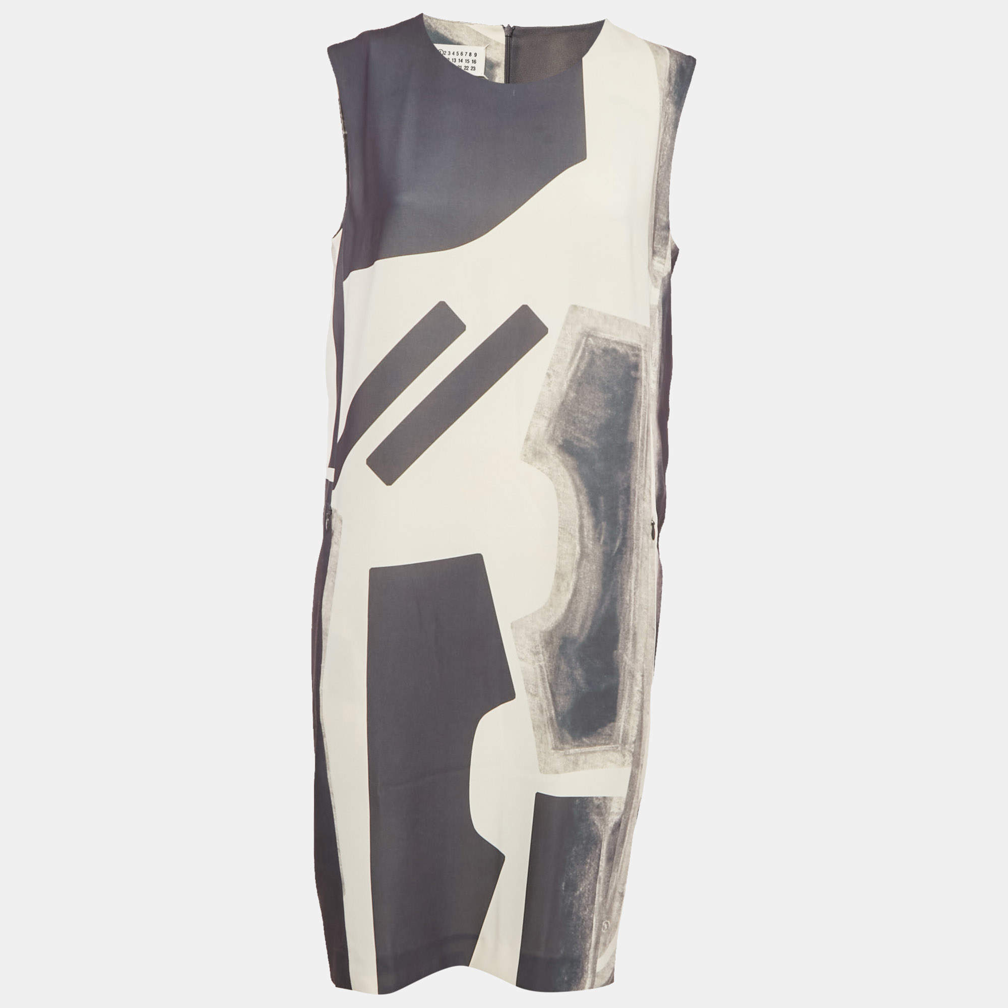 MM6 Maison Margiela Grey Printed Crepe Shift Dress M