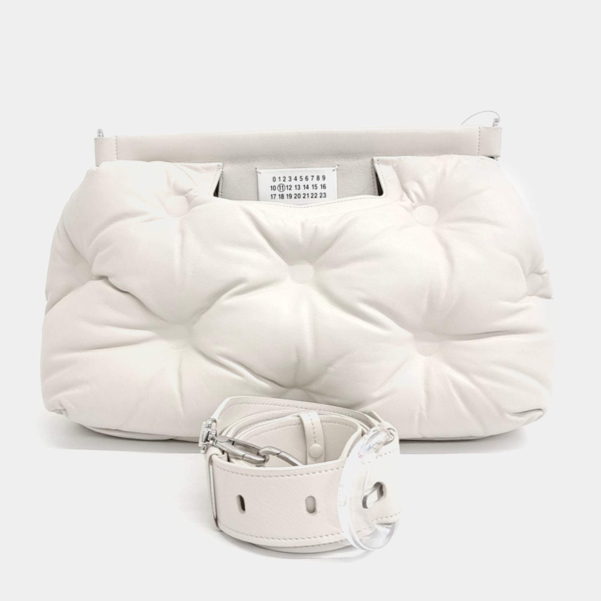 MM6 Maison Margiela White Leather Glam Slamback Medium