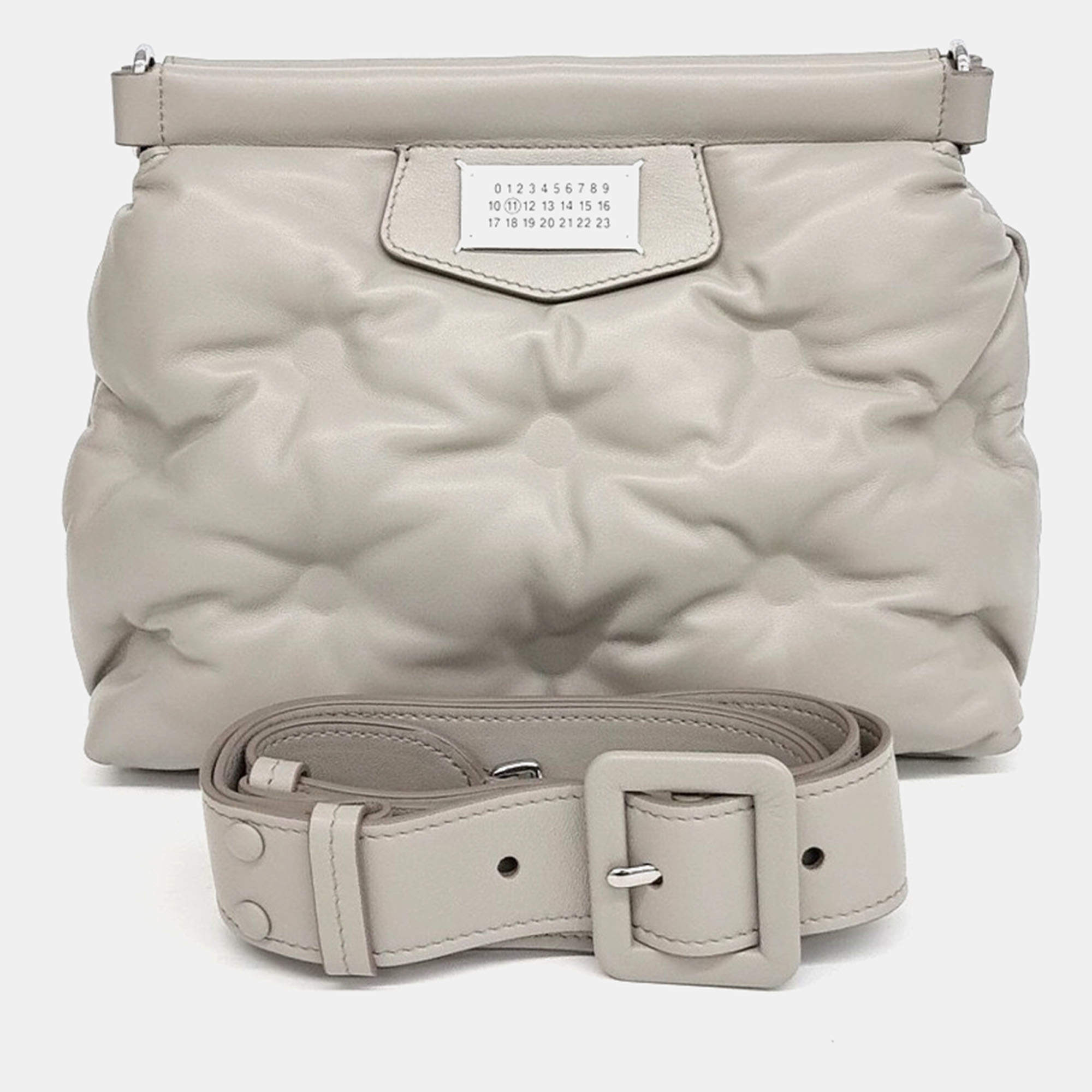 Pre Owned MM6 Maison Margiela Grey Leather Glam Slam Bag