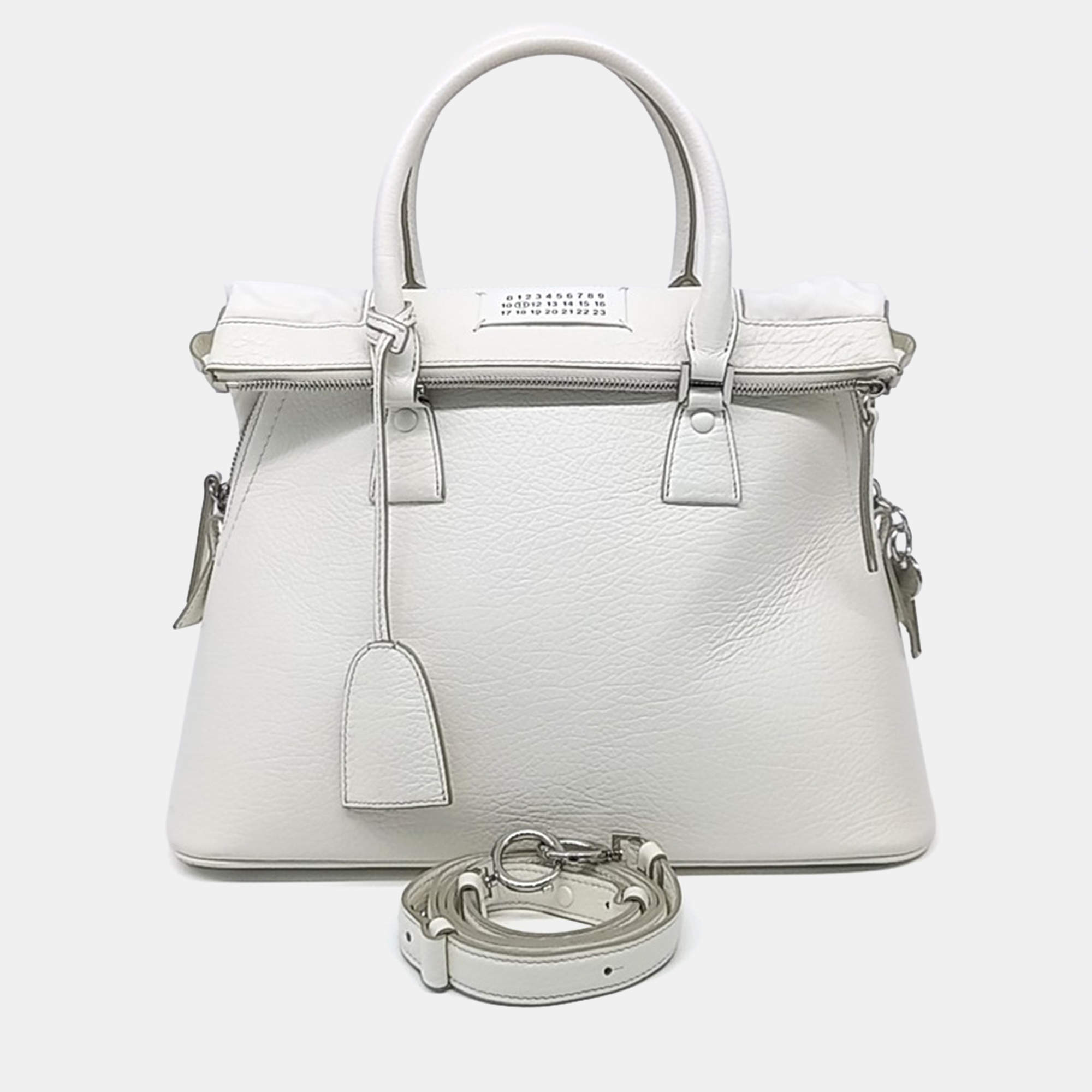Pre Owned MM6 Maison Margiela White Leather 5AC bag medium