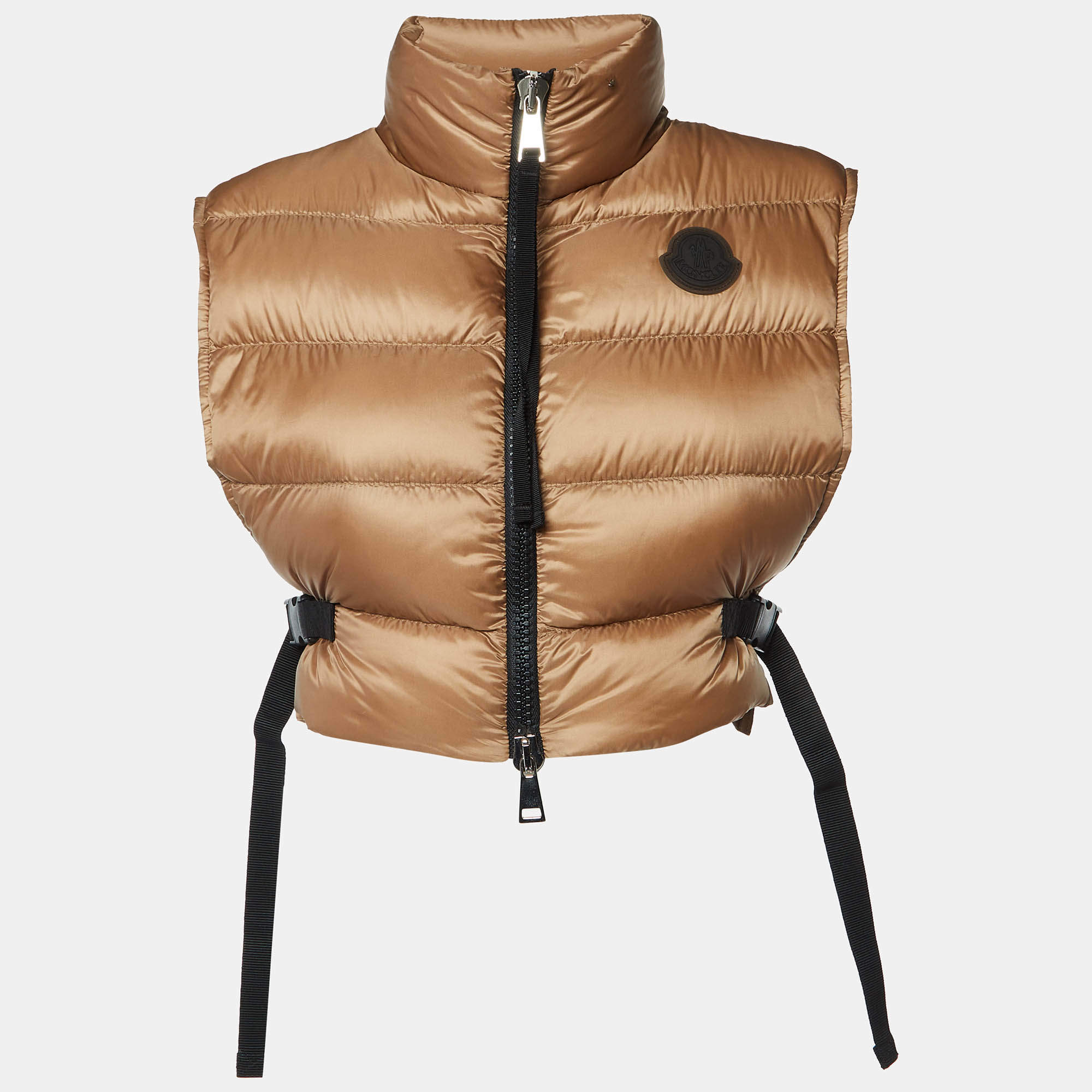 Moncler Beige Nylon Buckled Down Vest One Size