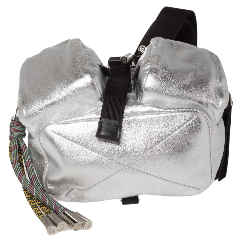 Moncler Silver Leather Mini Dauphine Backpack Moncler