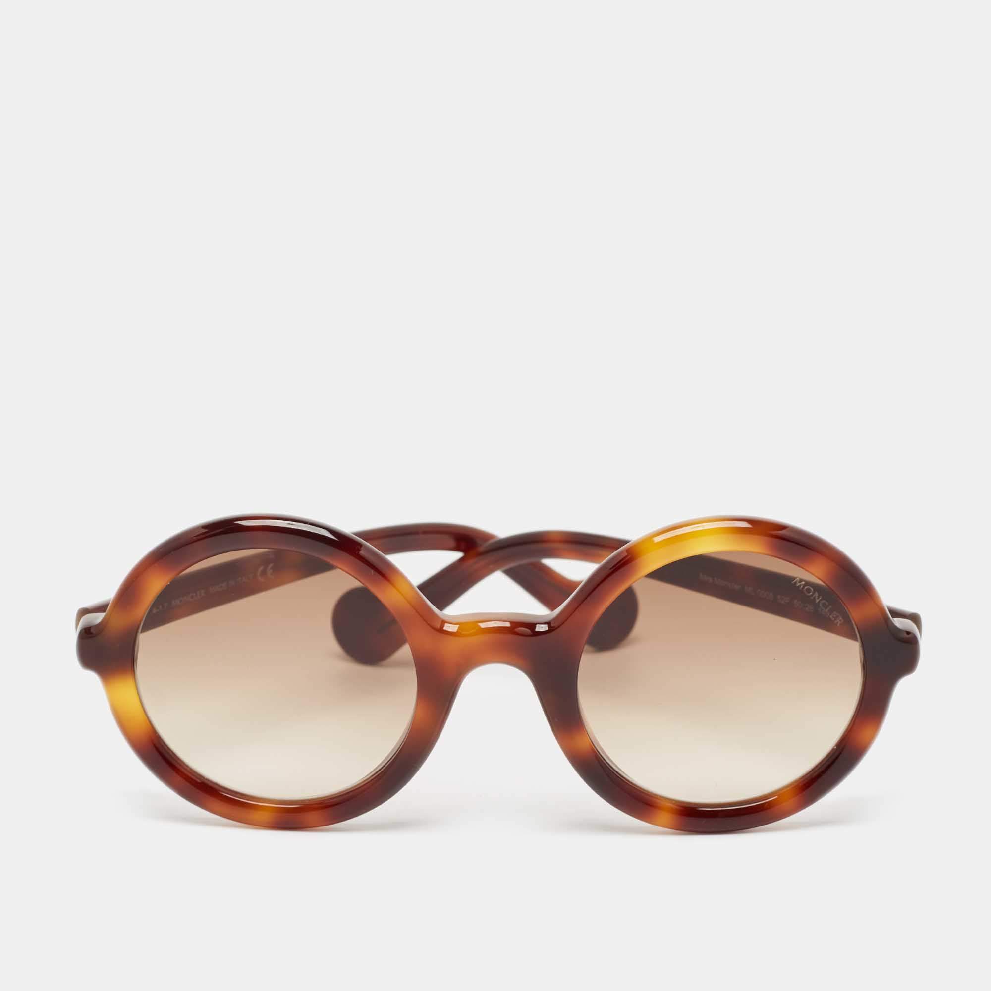 Moncler Tortoise Brown Gradient Mrs Moncler Round Sunglasses