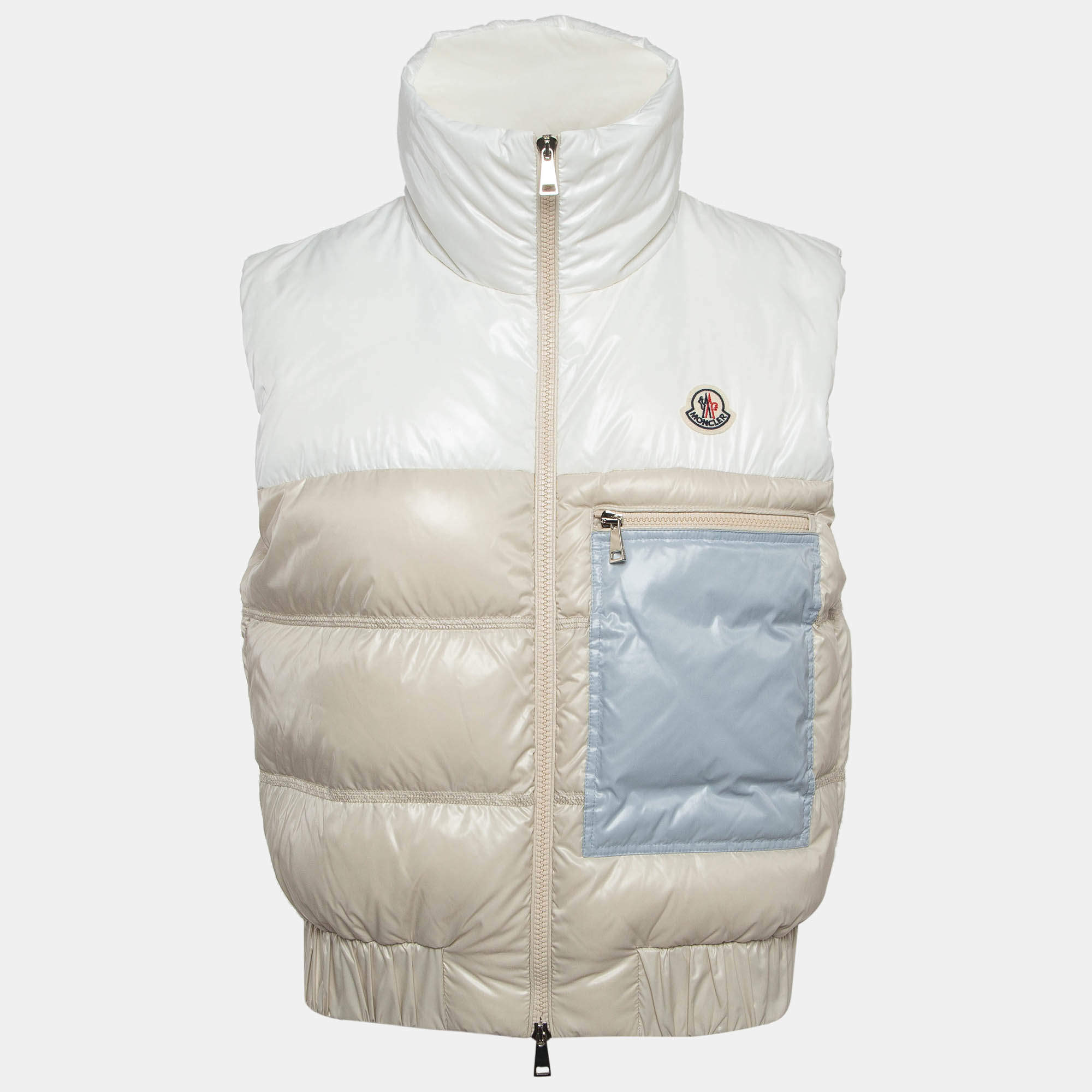 Pre Owned Moncler Beige Nylon Down Criel Vest M
