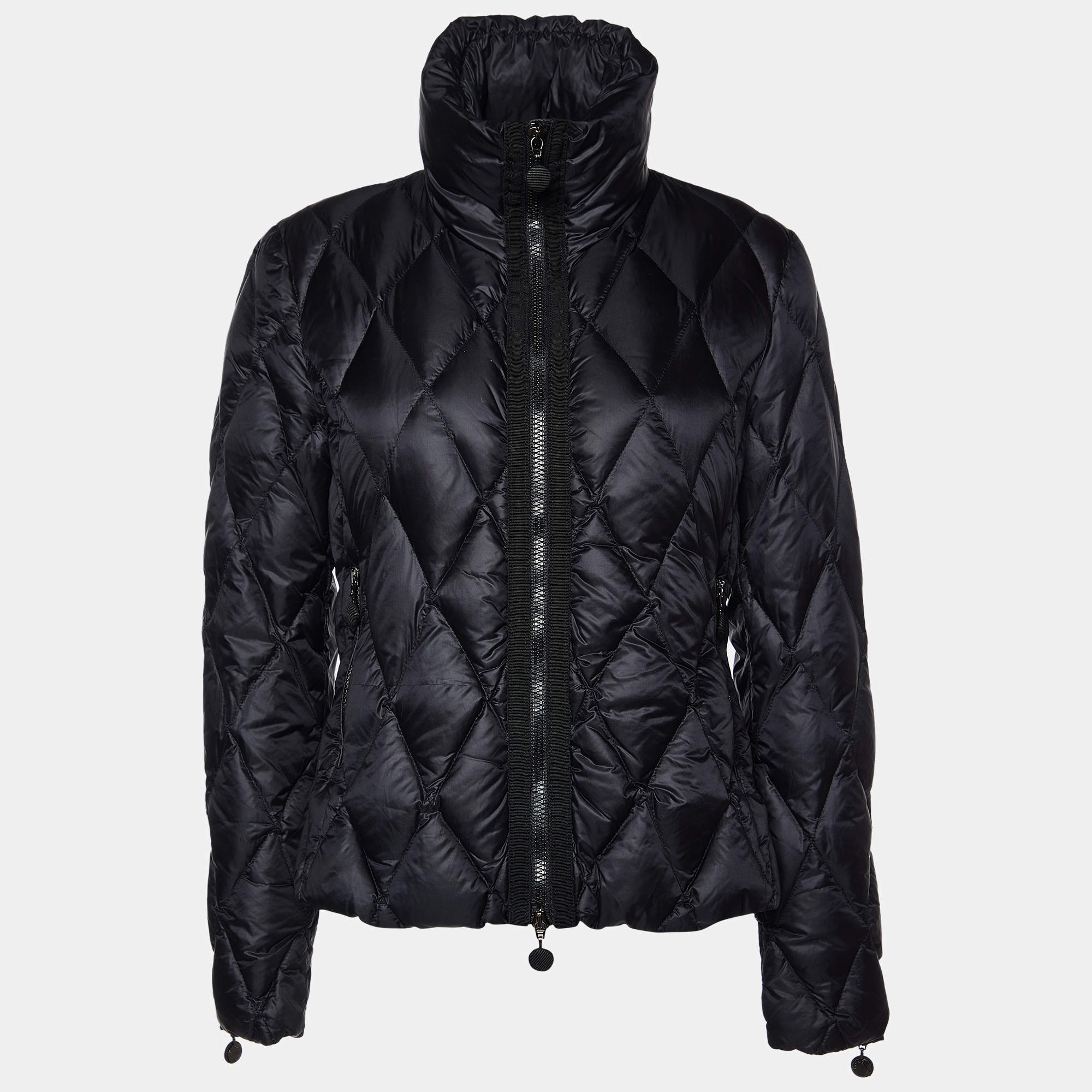Moncler Black Synthetic Zip-Up Quilted Down Jacket L