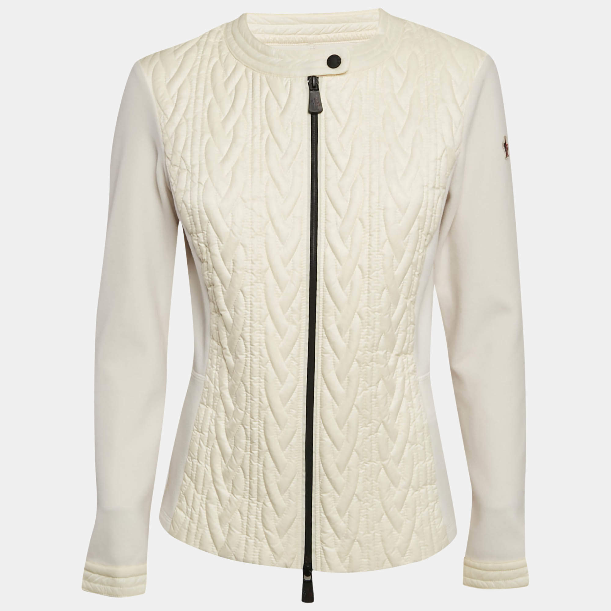 Pre Owned Moncler Off-White Nylon Quilted Down Jacket L