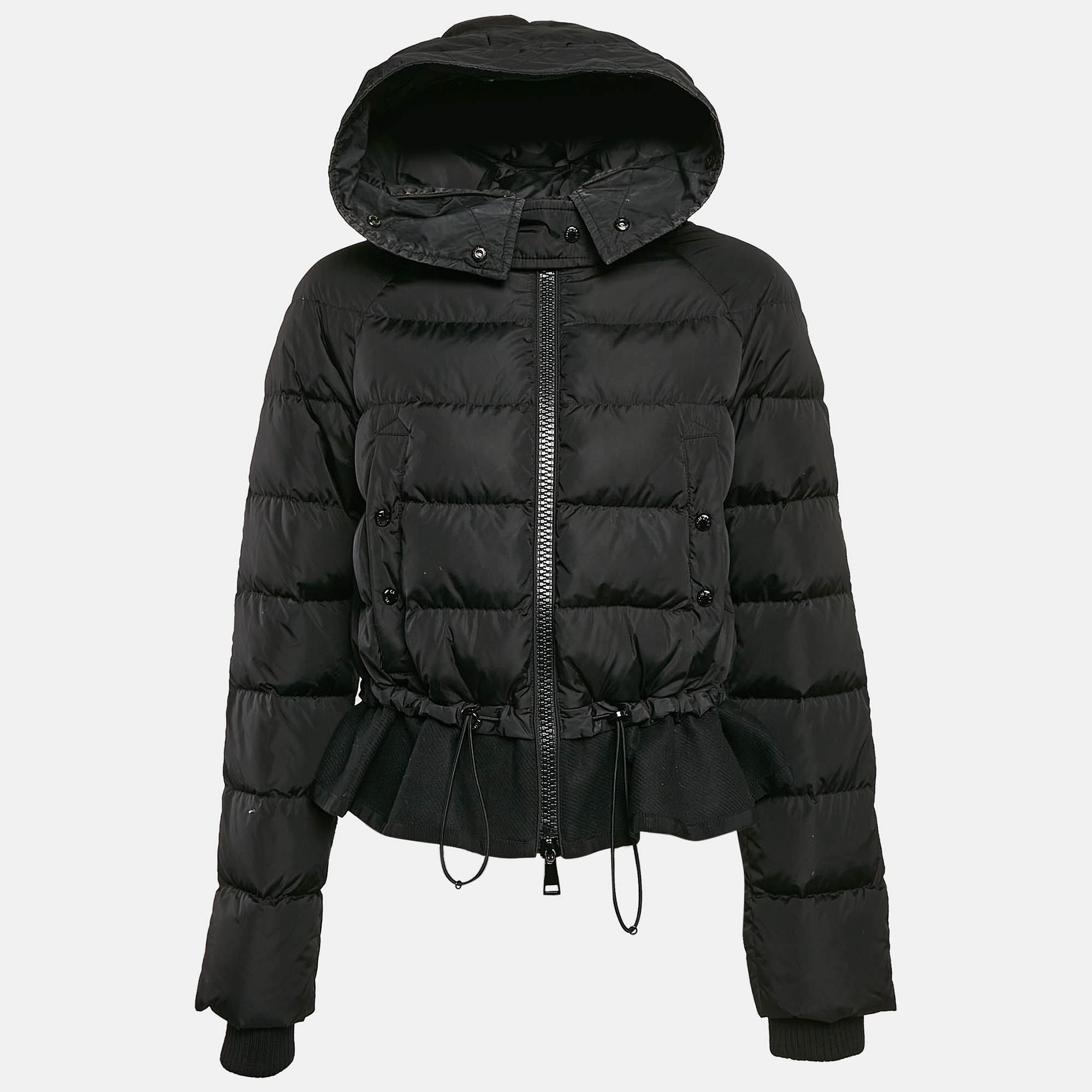 Pre Owned Moncler Black Nylon Puffer Down Jacket S