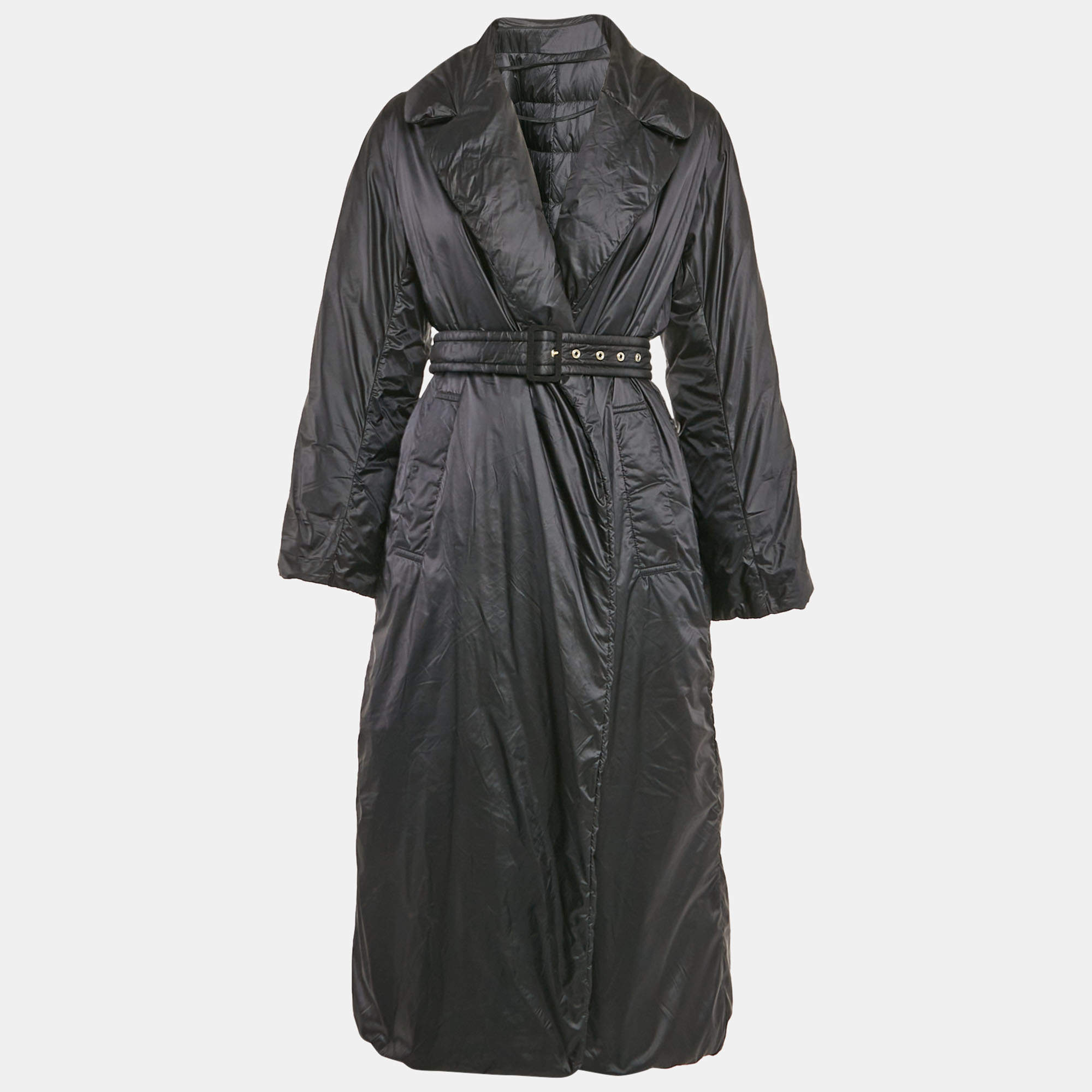 Moncler Black Nylon Open Front Quilted Down Jacket XS