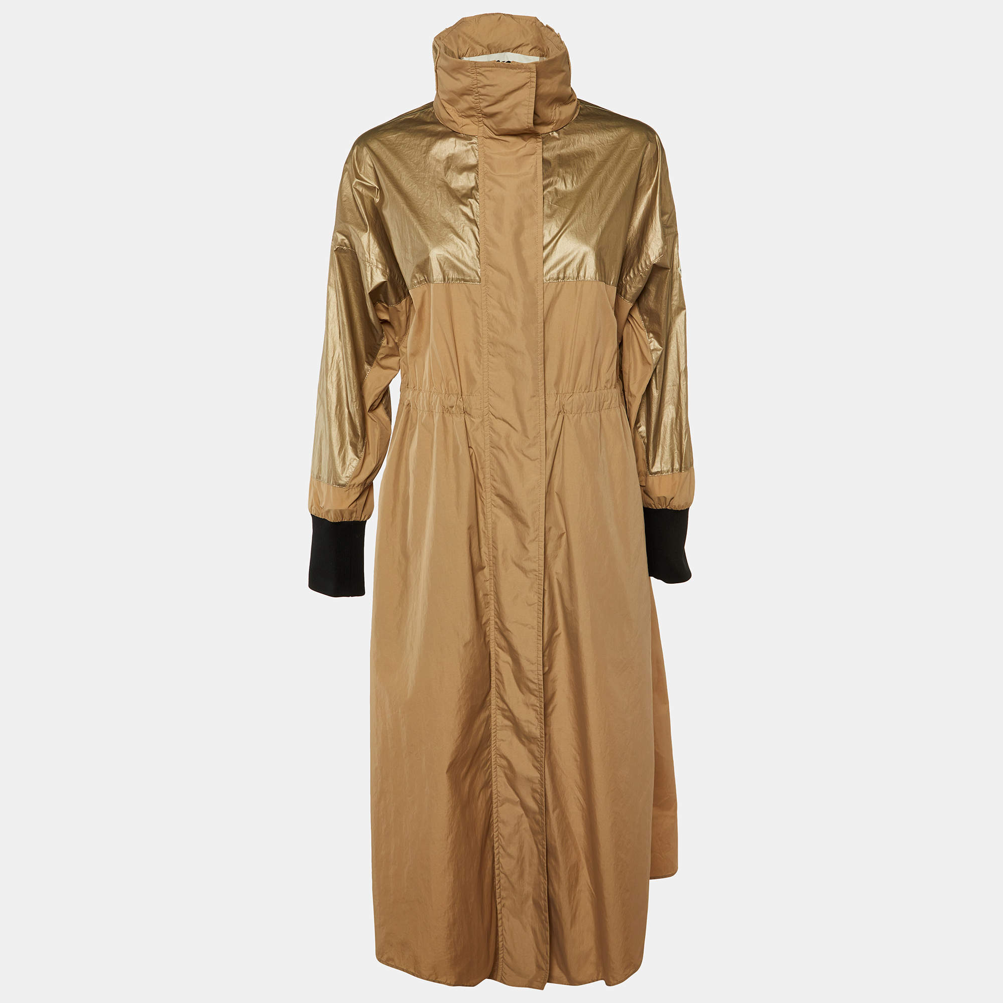 Moncler Brown Polyamide Bronze Long Coat XS