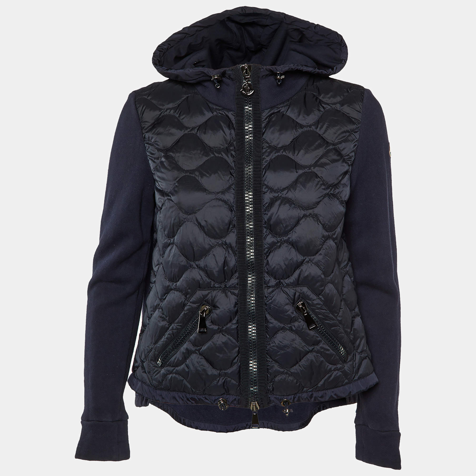 Moncler Navy Blue Quilted Zip Up Cardigan Jacket S
