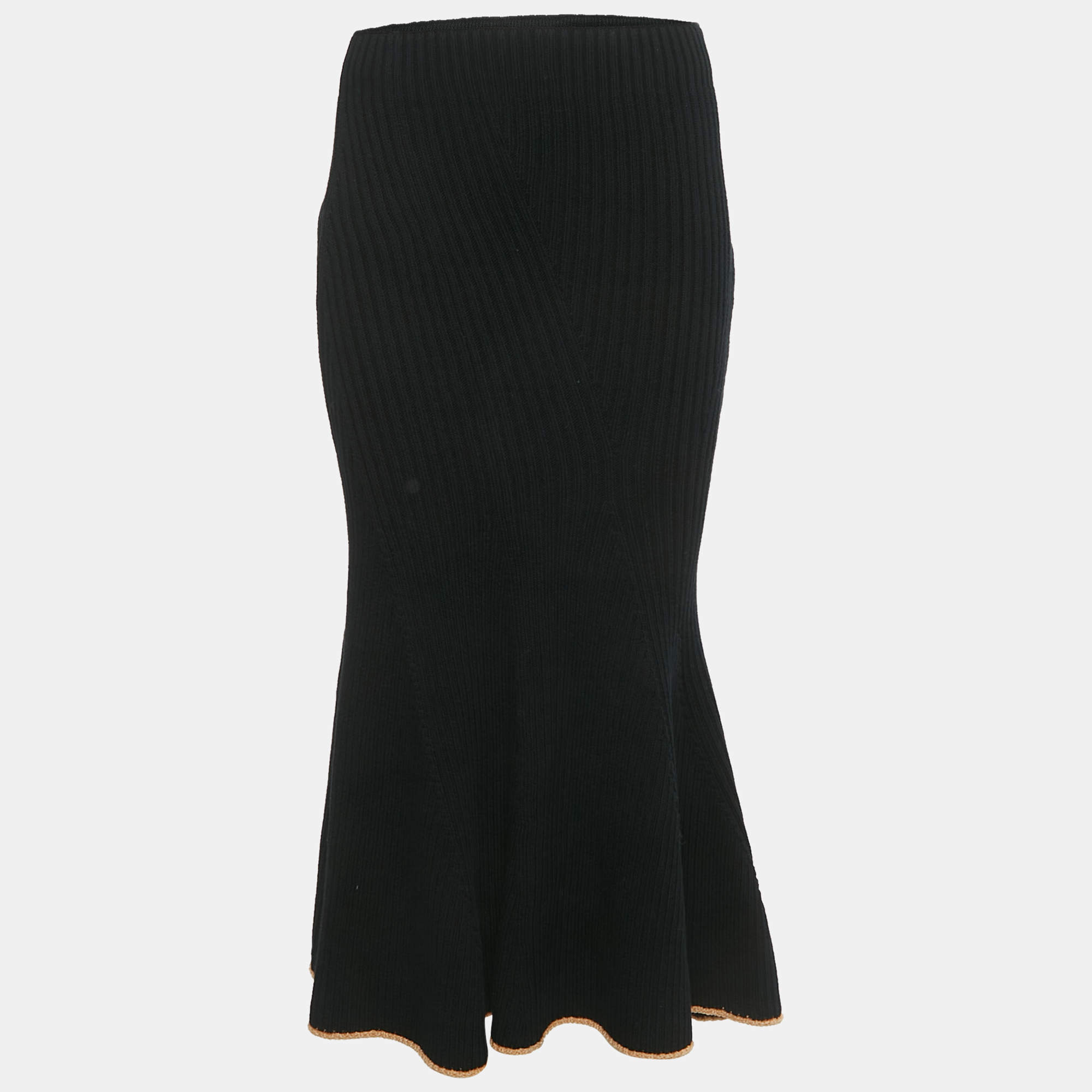 Pre Owned Moncler Black Knit Gonna Tricot Midi Skirt S