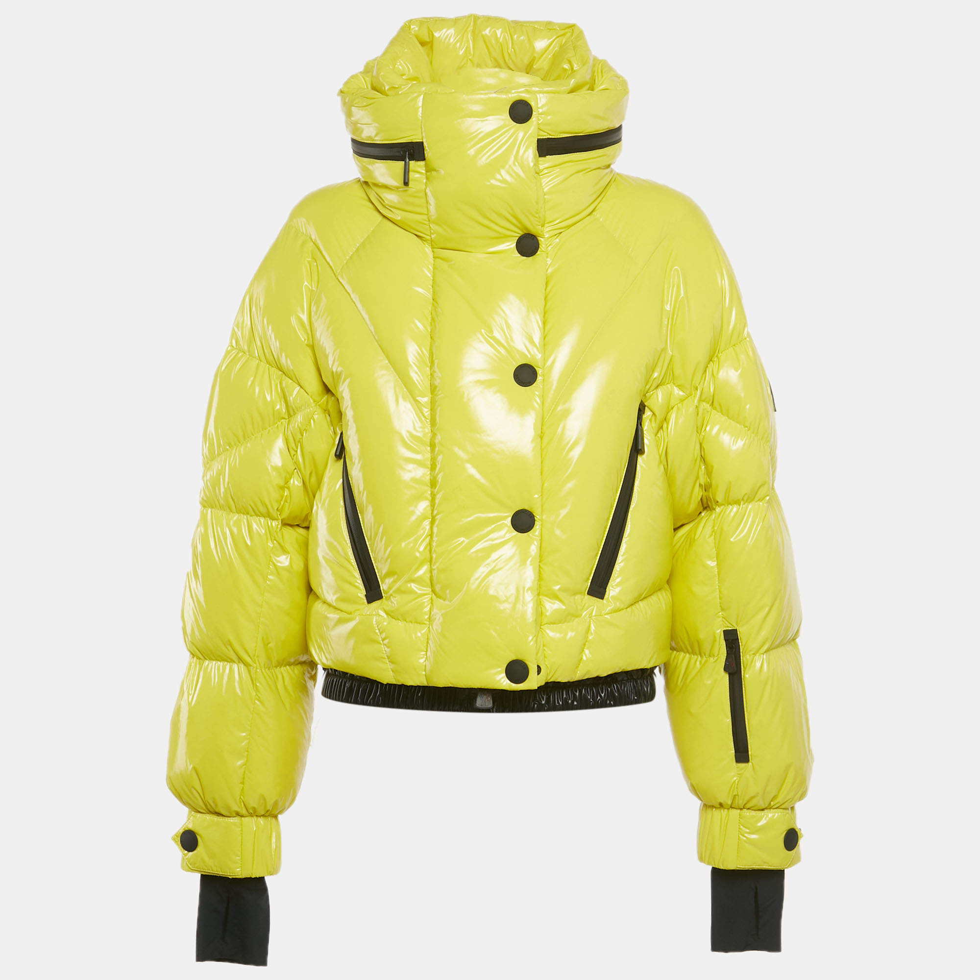 Pre Owned Moncler Grenoble Yellow Nylon Down Ski Jacket M