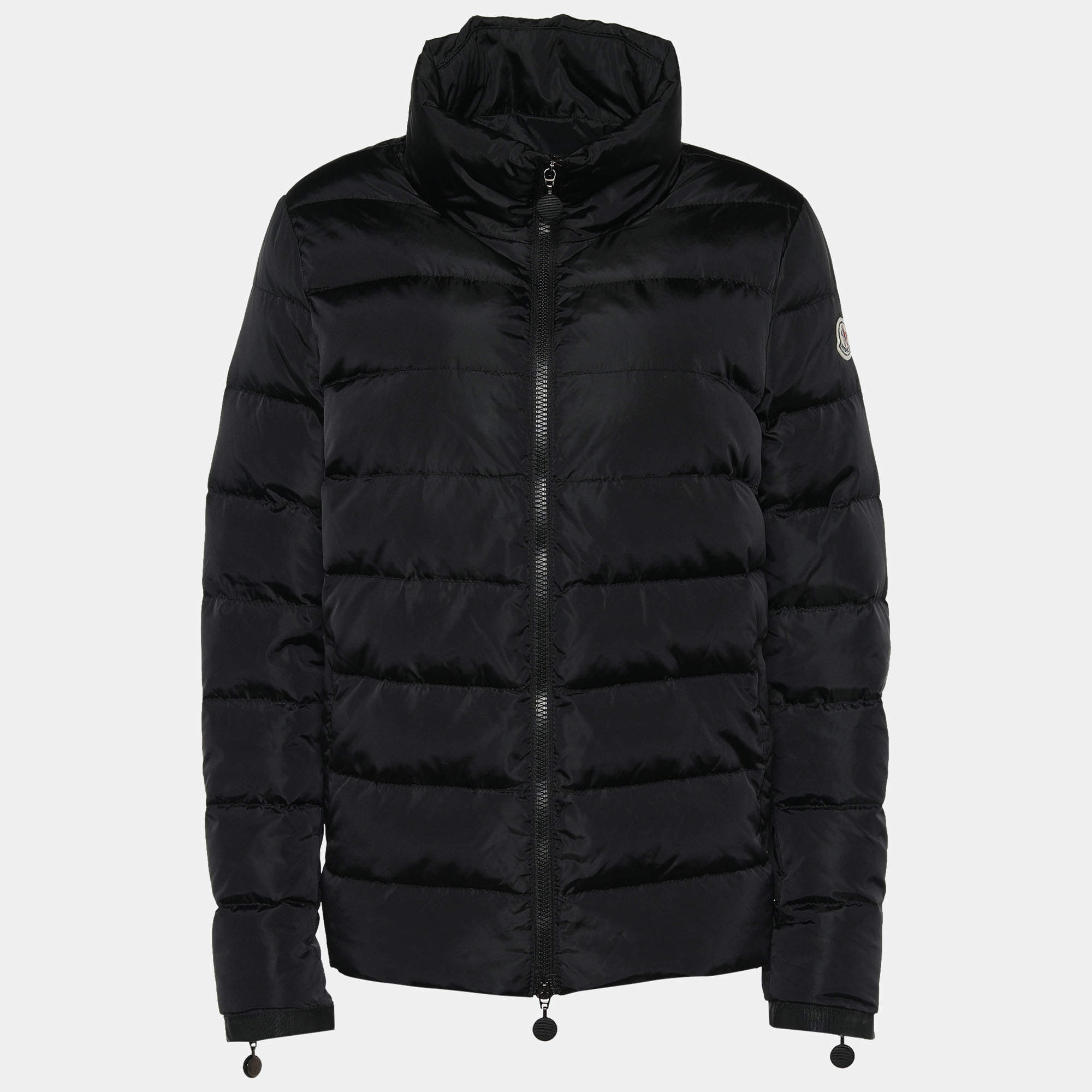 Pre Owned Moncler Black Ruffled Sleeve Puffer Down Jacket M/L
