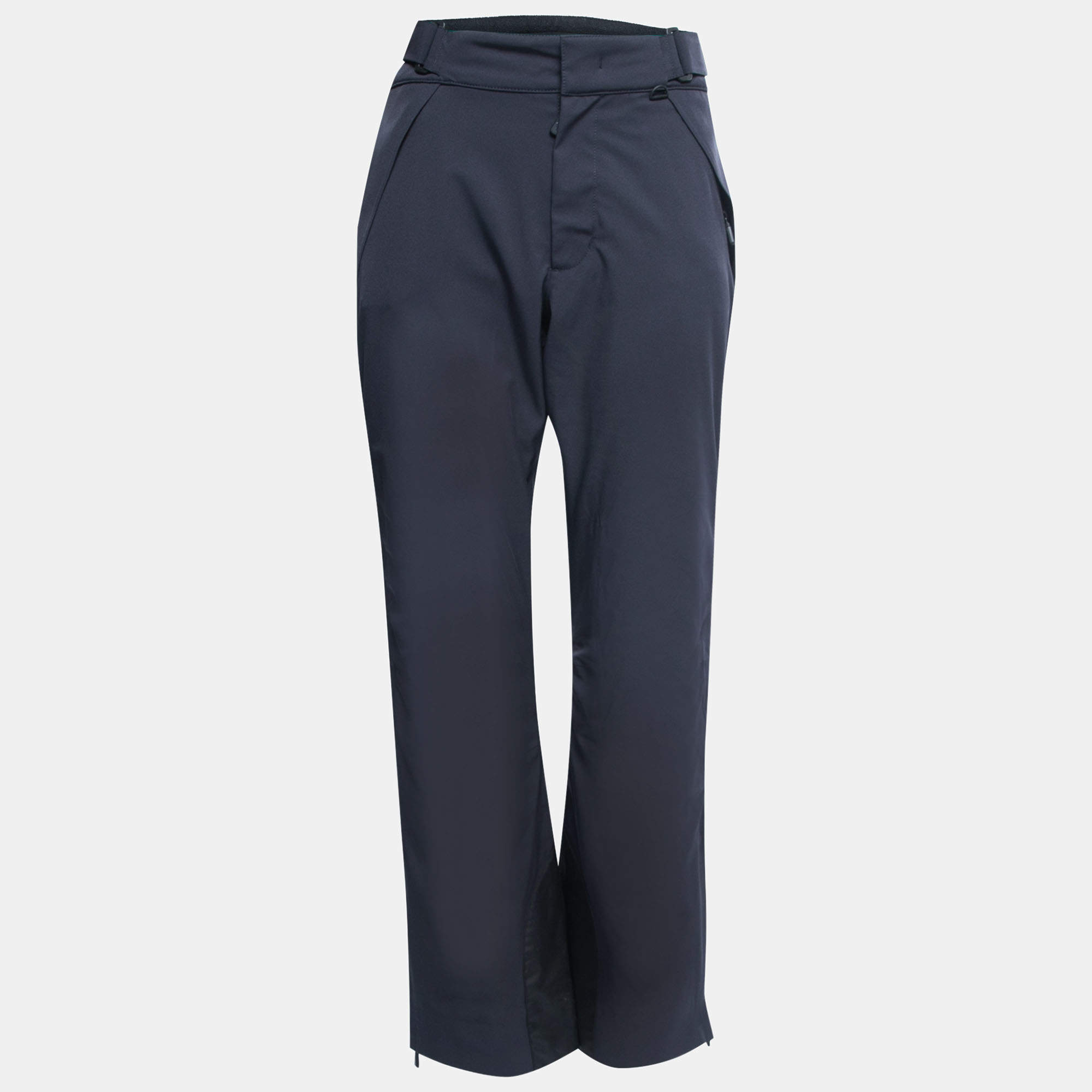 Pre Owned Moncler Navy Blue Synthetic Logo Embroidered Sportivo Ski Pants S