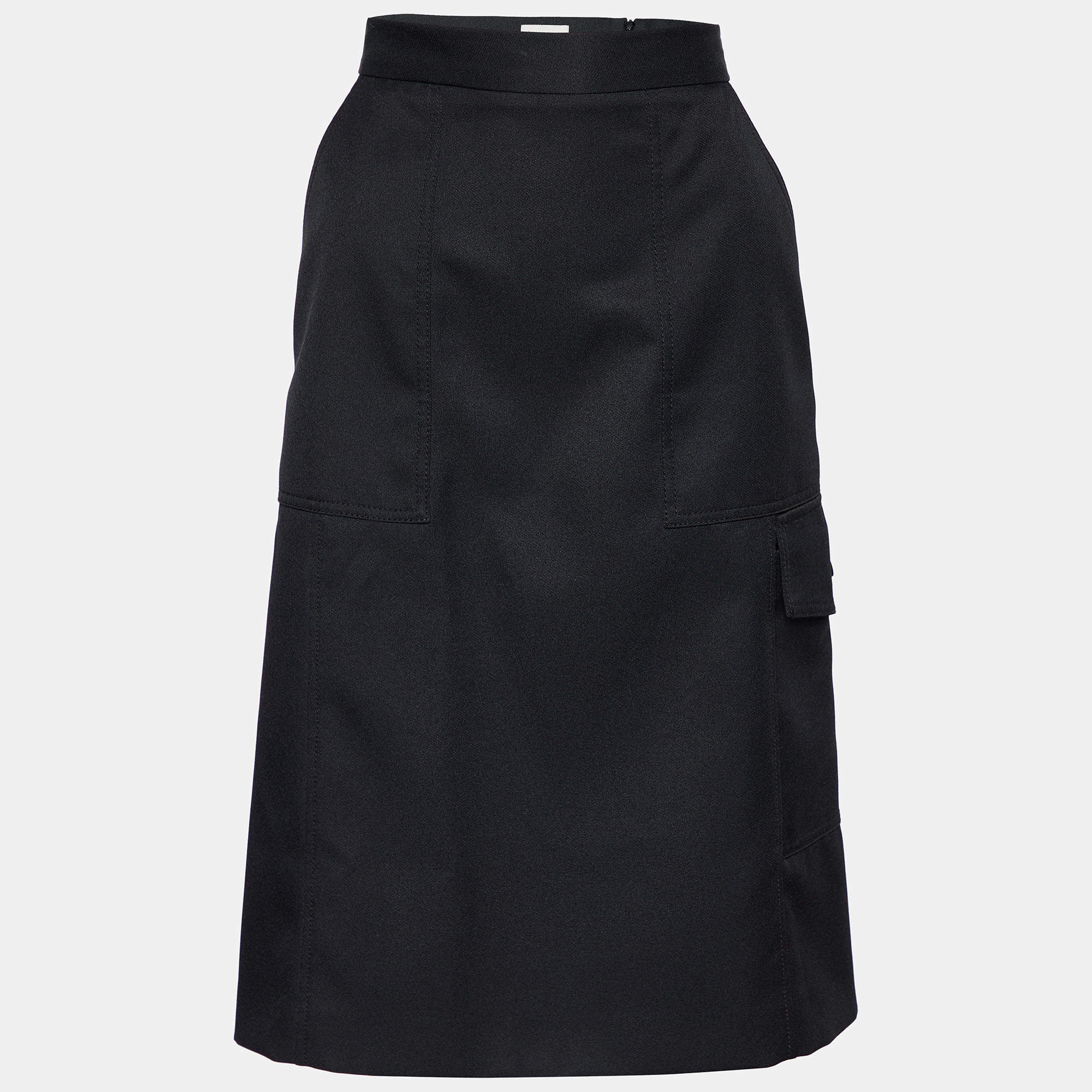 Pre Owned Moncler Black High Waist Flared Skirt M