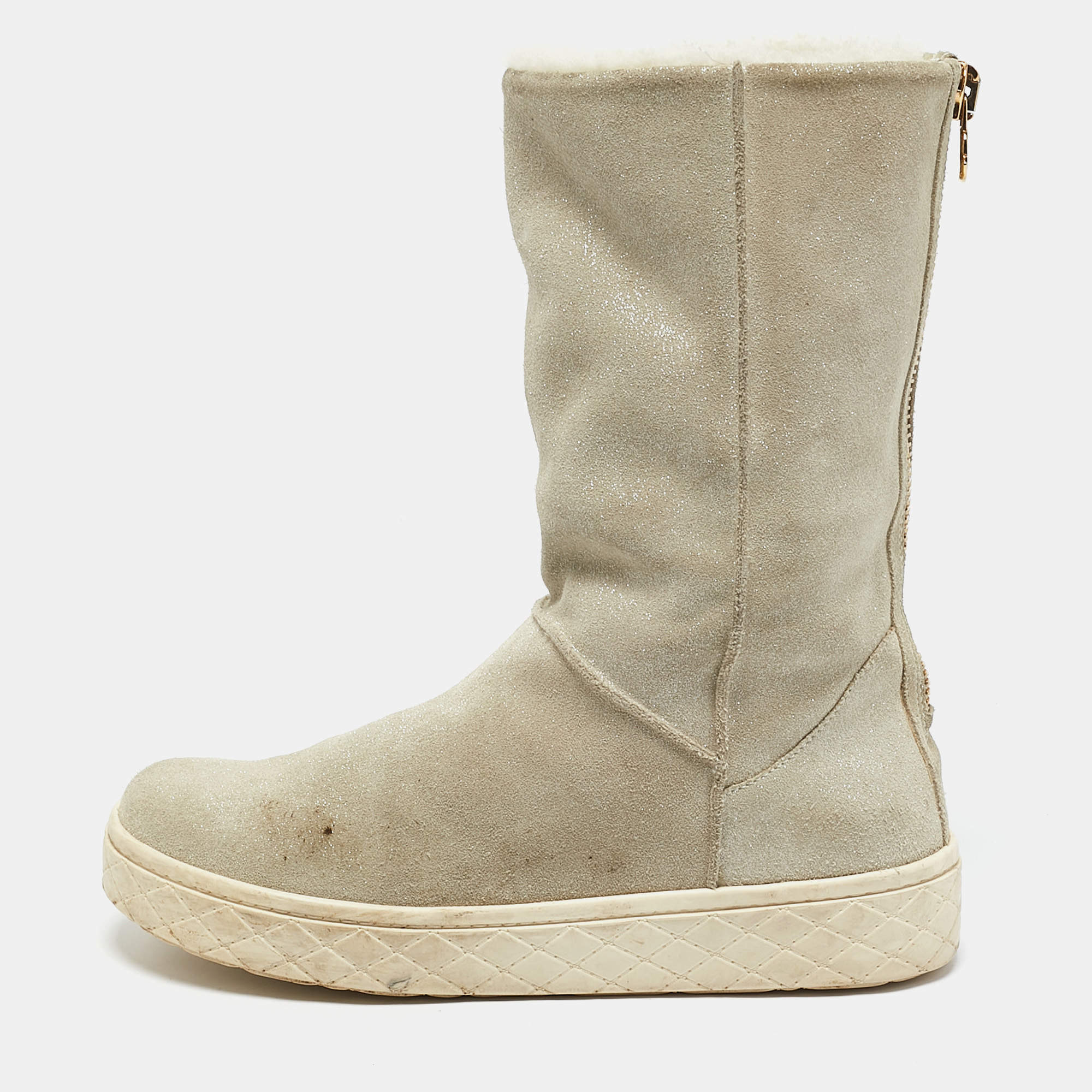 Moncler Grey Suede Snow Boots Size 38