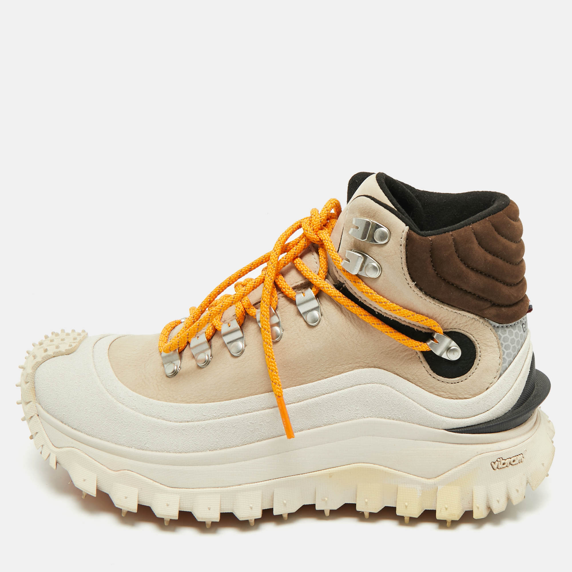 Pre Owned Moncler Multicolor Nubuck Leather and Suede Trailgrip GTX Sneakers Size 38