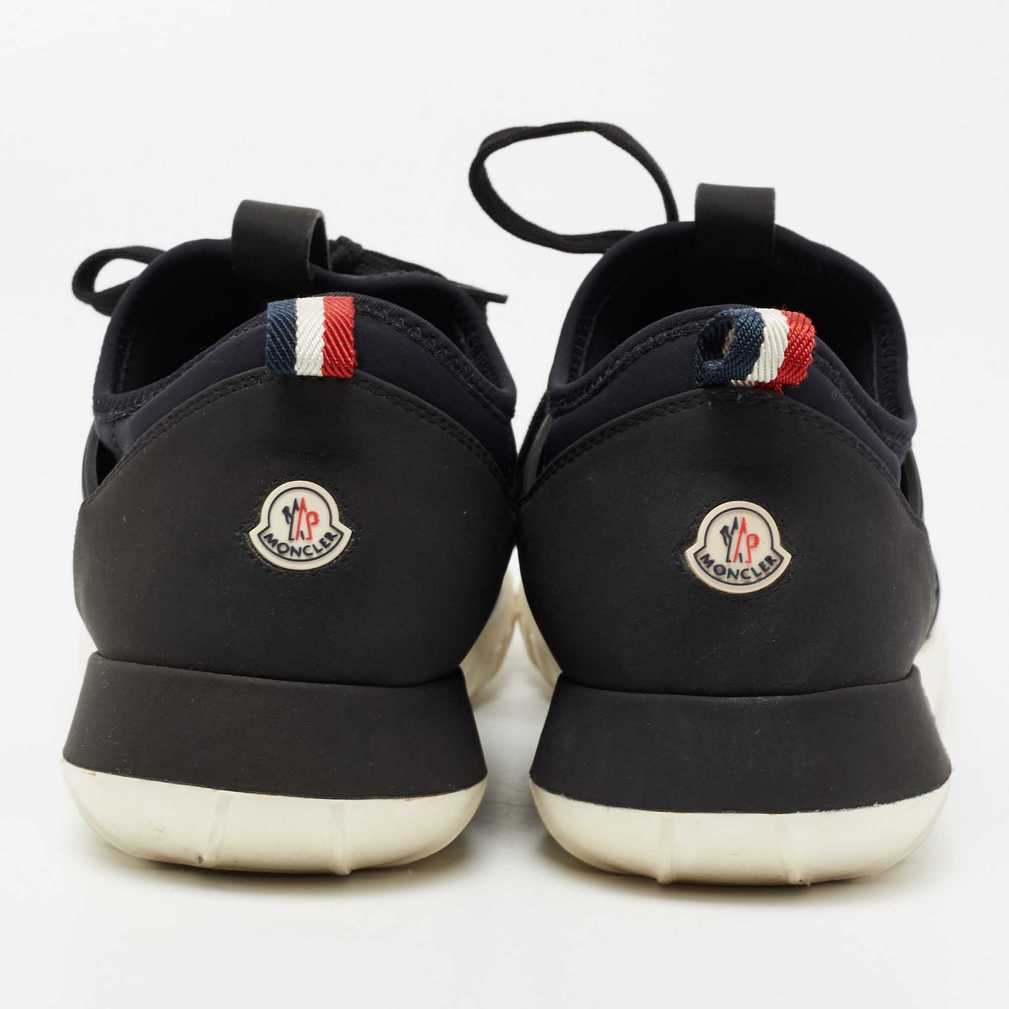 Moncler Black/Navy Blue Neoprene Emilien Lace-Up Sneakers Size 40 Moncler |  TLC