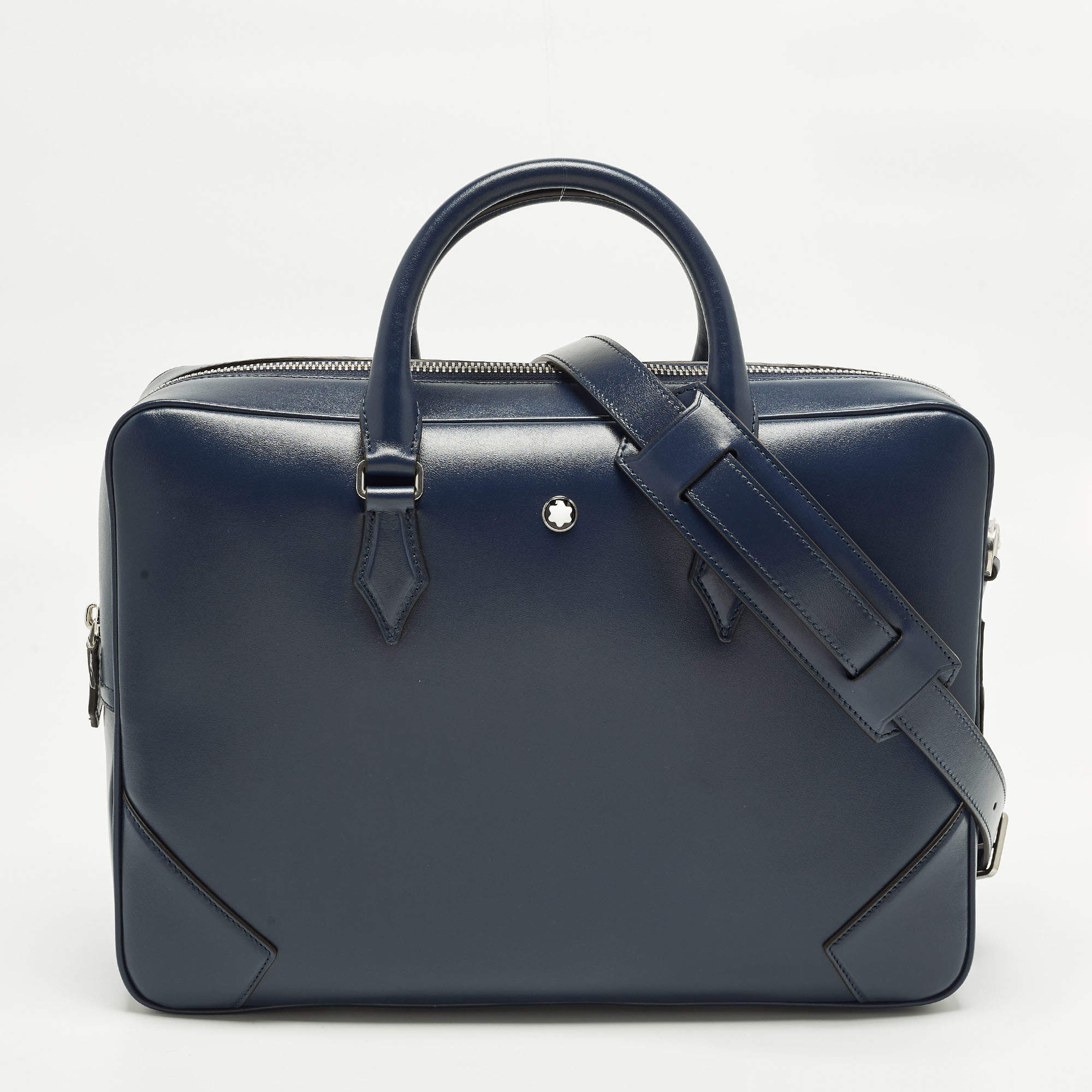 مملوكة مسبقًا حقيبة مستندات مون بلان ميسترشتك جلد أزرق بحري متوسط