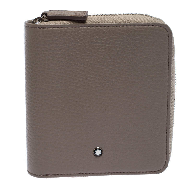 Montblanc Beige Leather Zip Around Compact Wallet