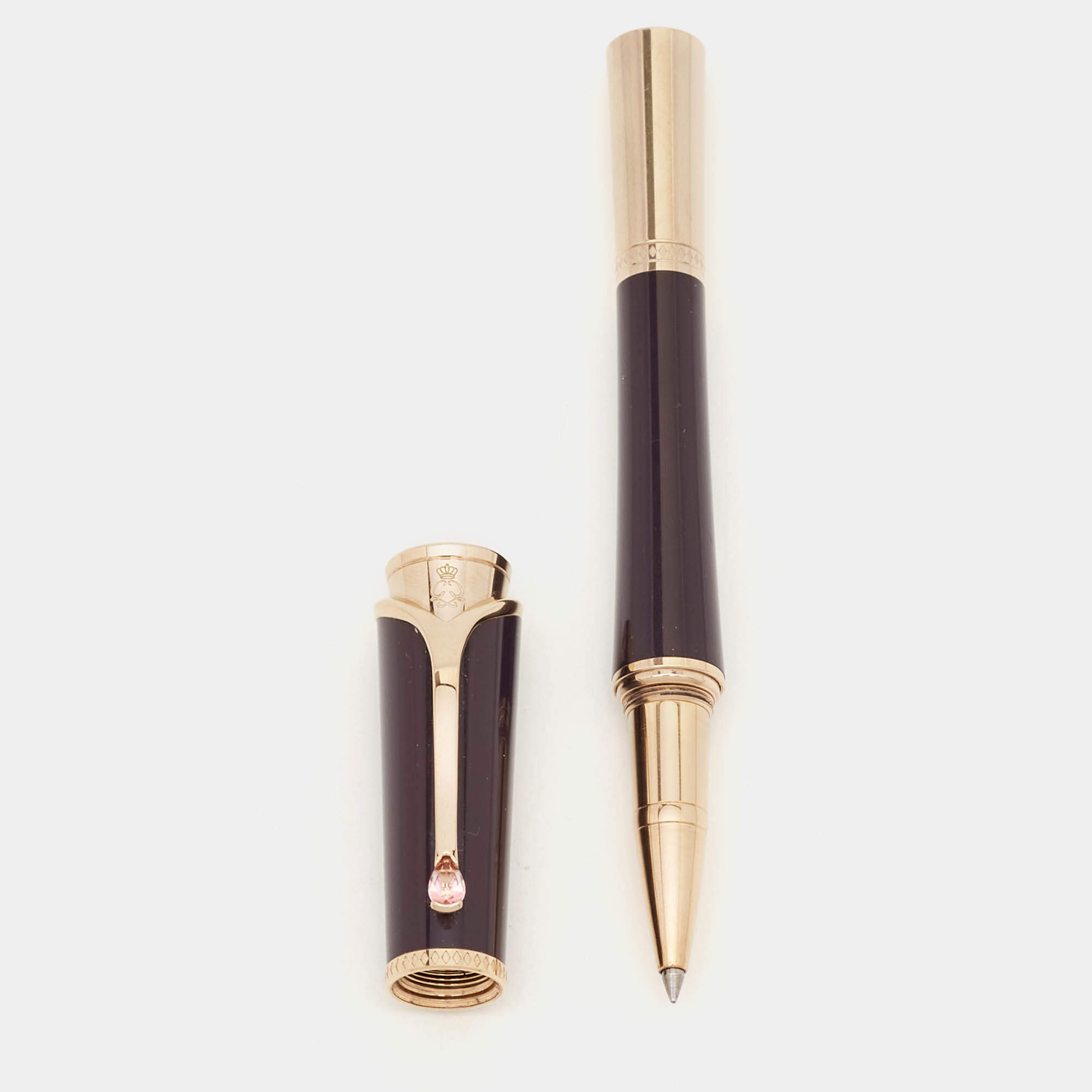 Montblanc Mother of Pearl Princess Grace de Monaco Resin Rose Gold Tone Pink Topaz Rollerball Pen